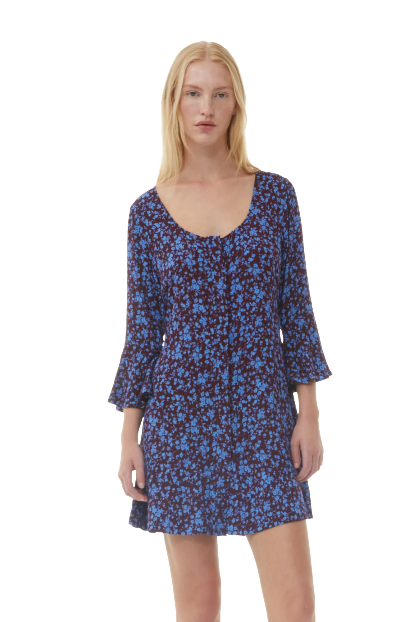 Printed Crepe U-neck Mini Dress | Port Royale - Image 6