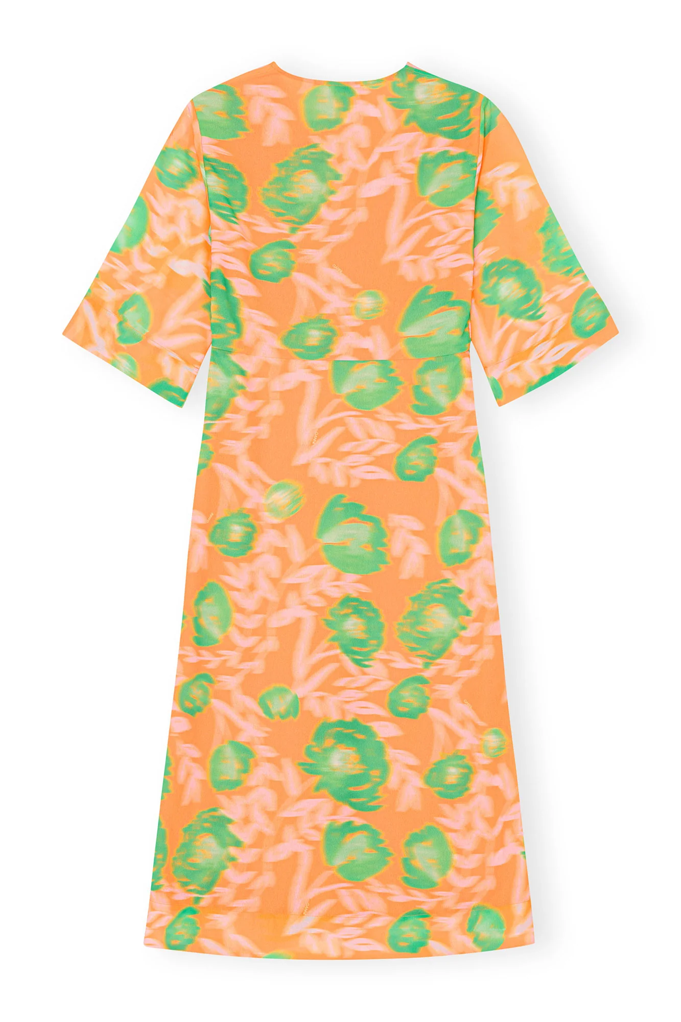 Printed Crepe V-Neck Dress | Vibrant Orange - Image 2