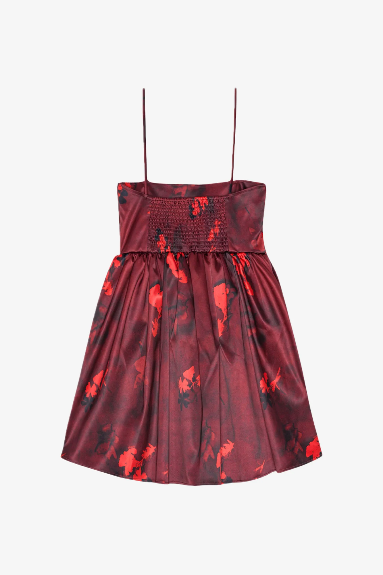 Printed Double Satin Strap Mini Dress | Winery - Image 2