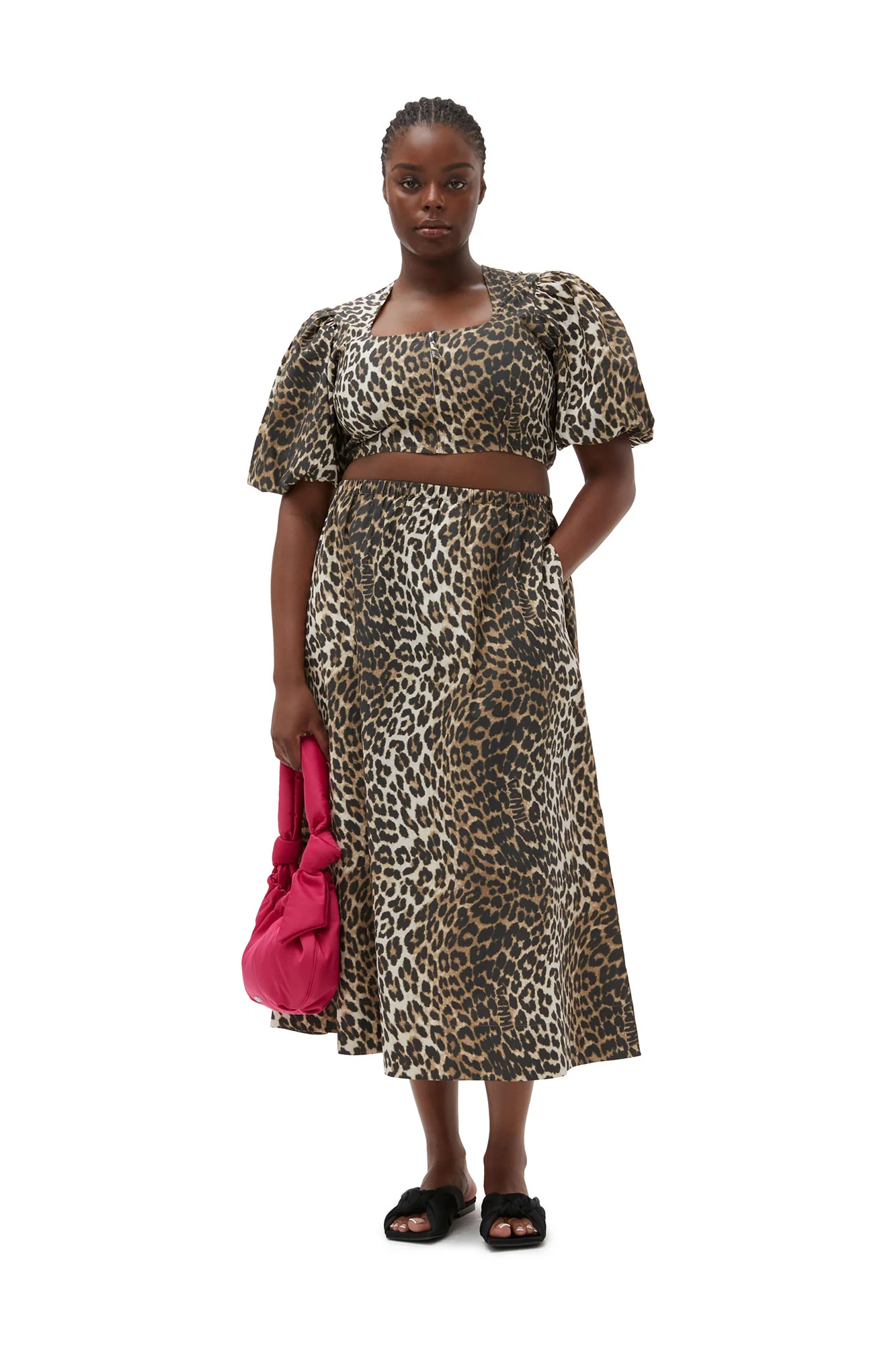 Printed Elasticated Maxi Skirt | Big Leopard Almond Milk - Image 7