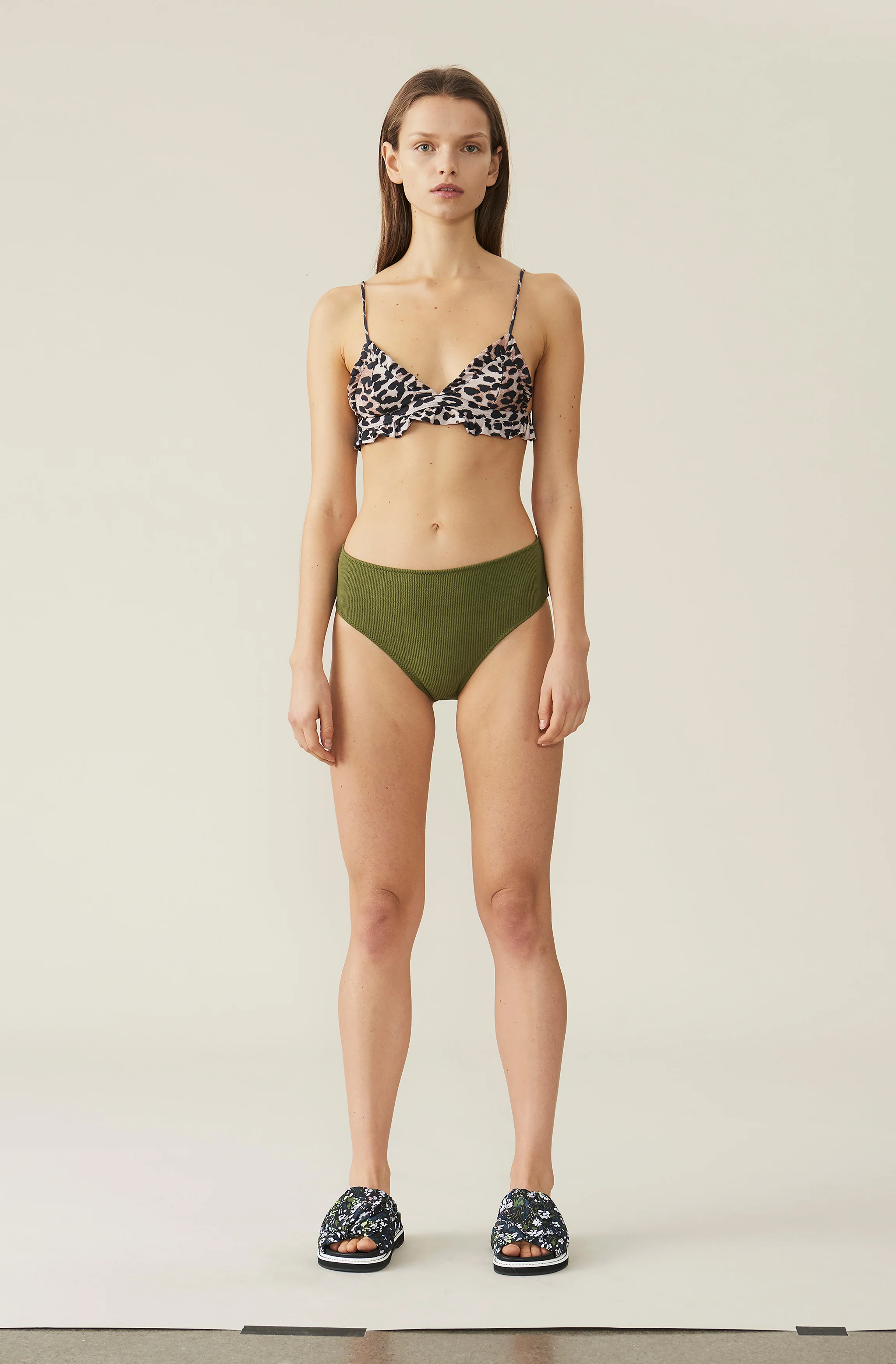 Printed Frill Bikini Top | Leopard - Image 2
