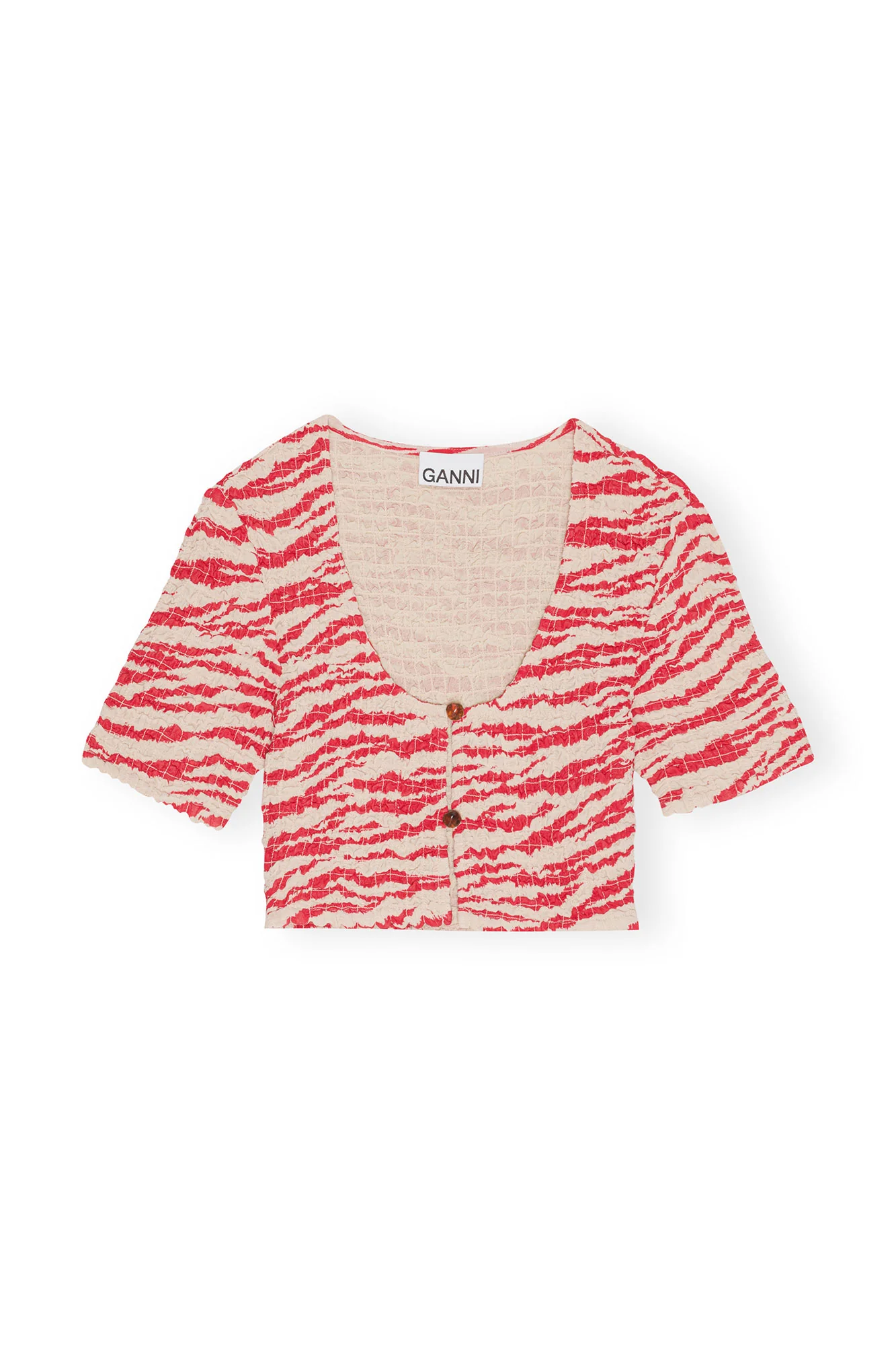 Printed Georgette Cropped Smock Blouse | Castle Wall