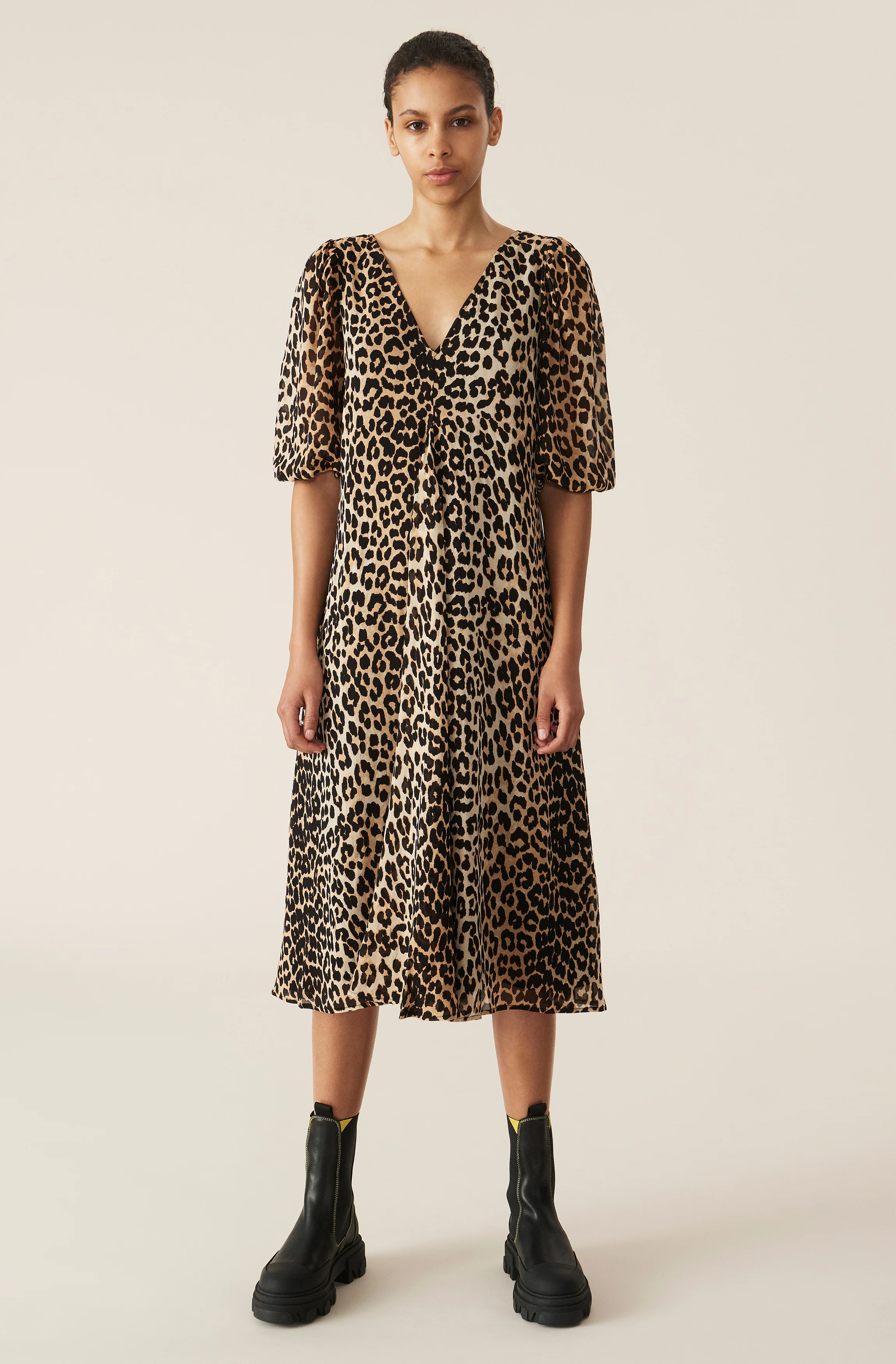 Printed Georgette Dress | Leopard - Image 2