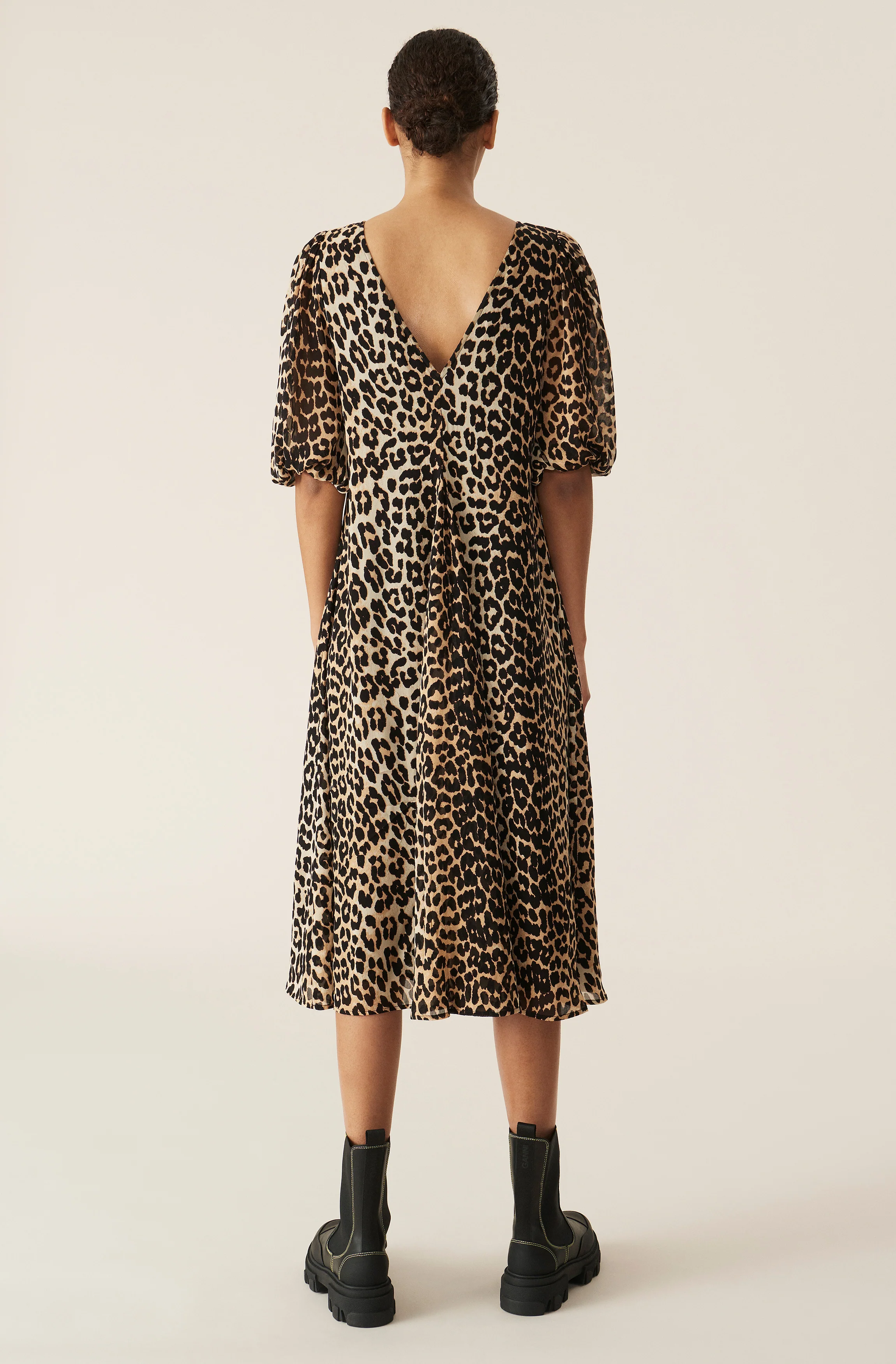 Printed Georgette Dress | Leopard - Image 3