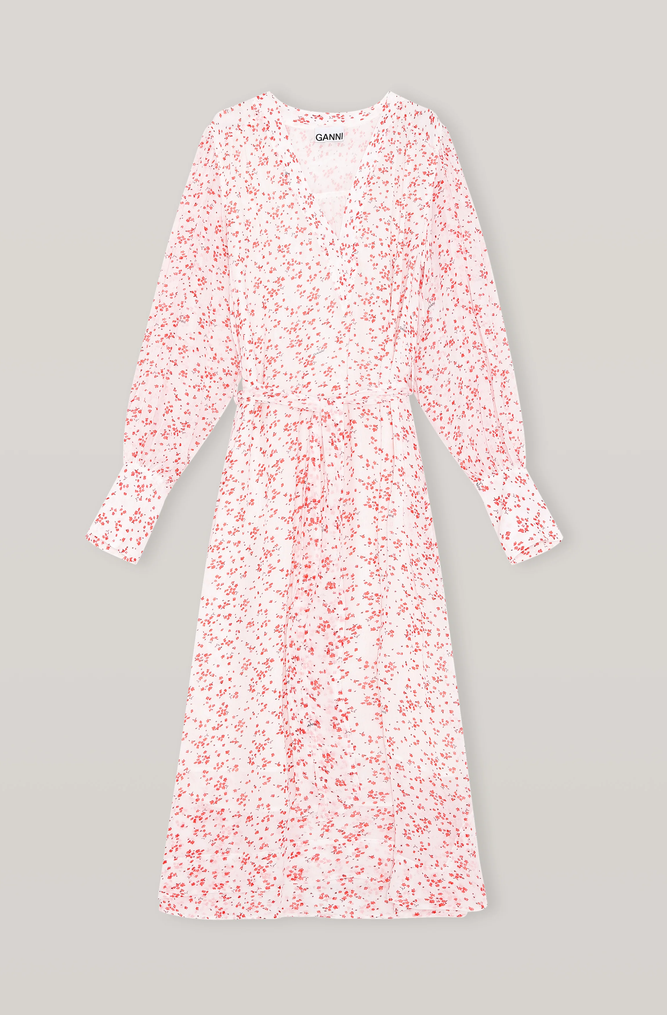 Printed Georgette Midi Dress | Egret