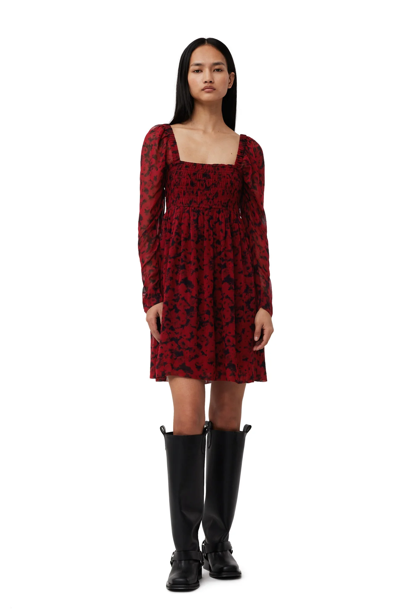 Printed Georgette Mini Dress | Syrah - Image 3