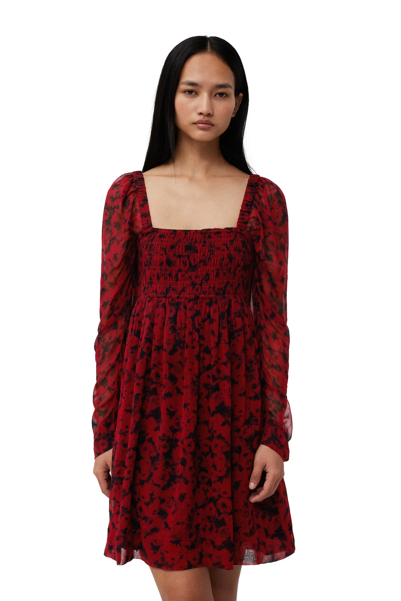 Printed Georgette Mini Dress | Syrah - Image 4