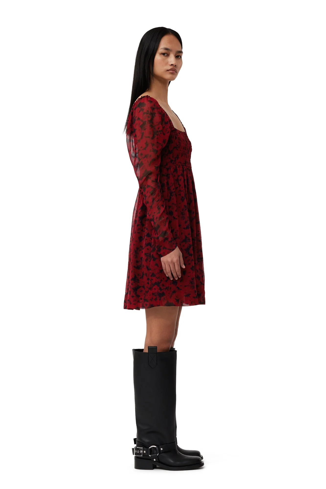 Printed Georgette Mini Dress | Syrah - Image 5
