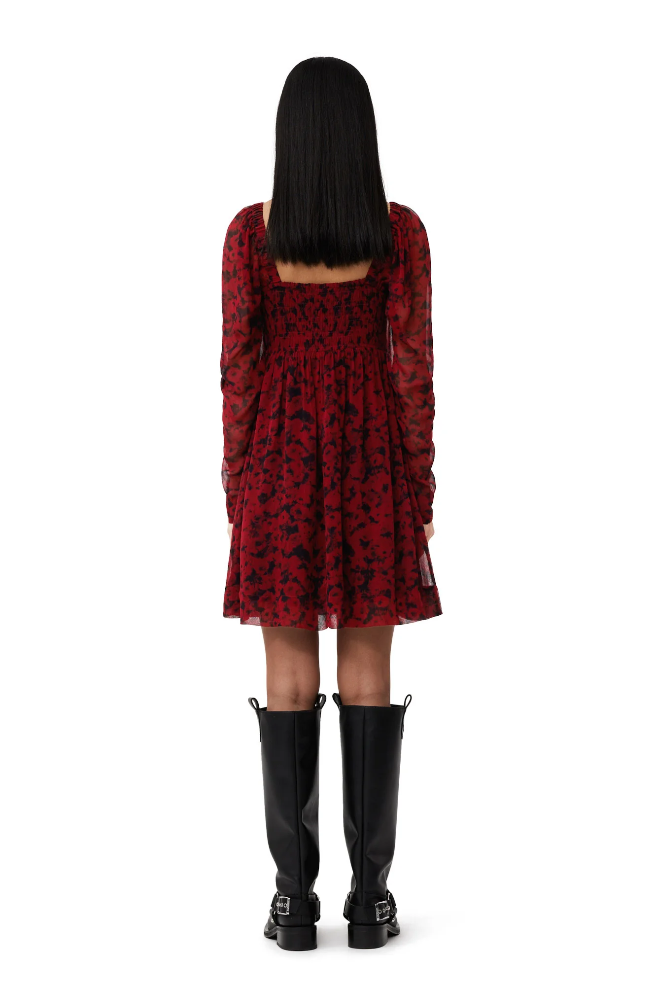 Printed Georgette Mini Dress | Syrah - Image 6