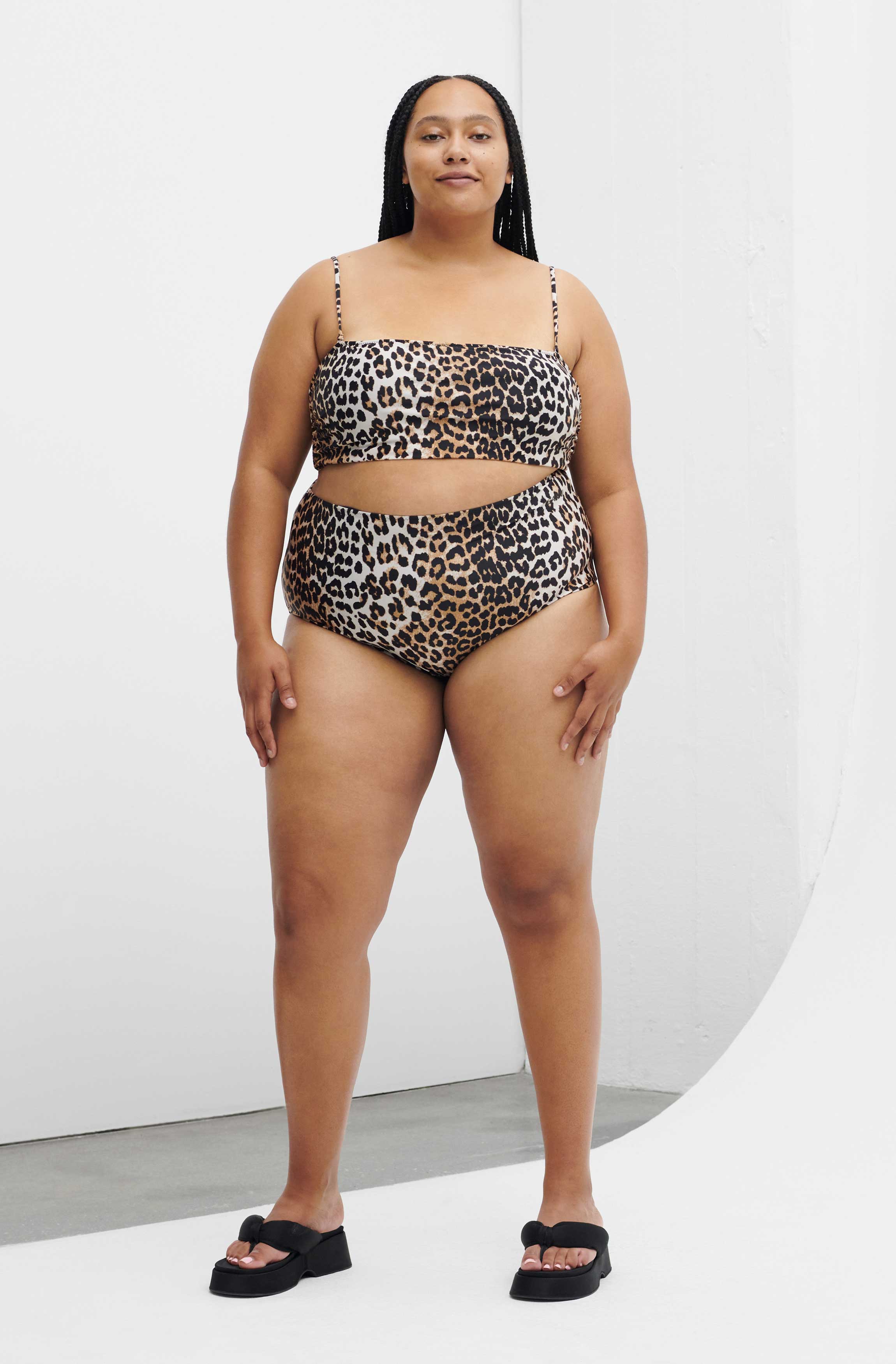 Printed High-Rise Bikini Briefs | Leopard - Image 5
