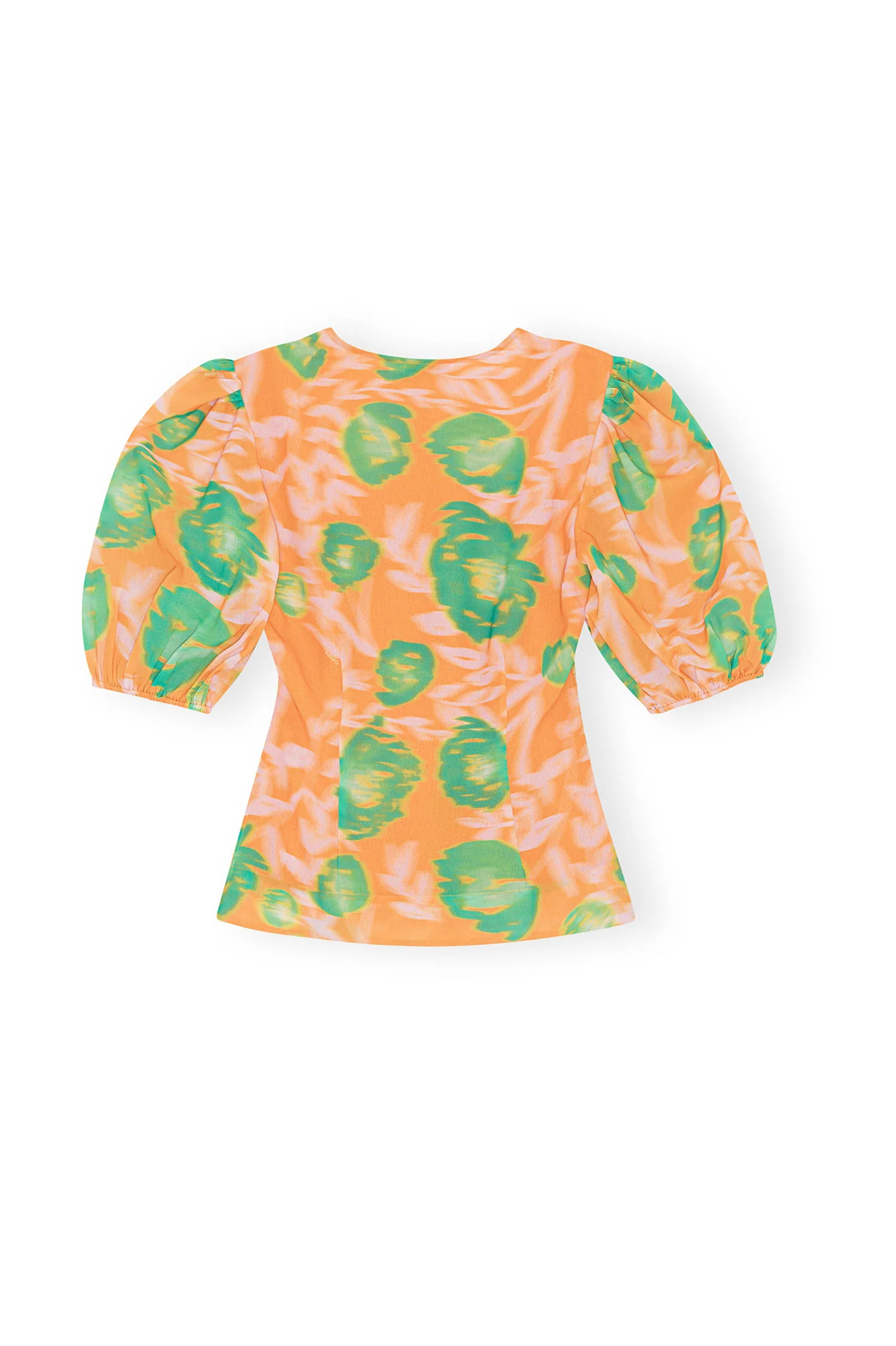 Printed Light Crepe Button Down Blouse | Vibrant Orange - Image 2