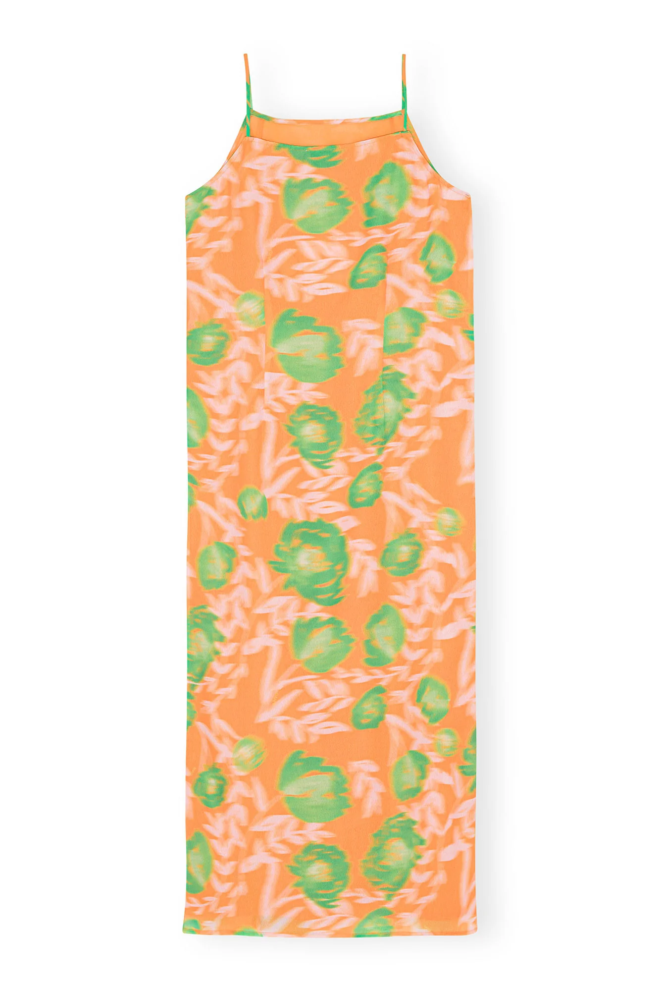 Printed Light Crepe Slip Dress | Vibrant Orange - Image 2