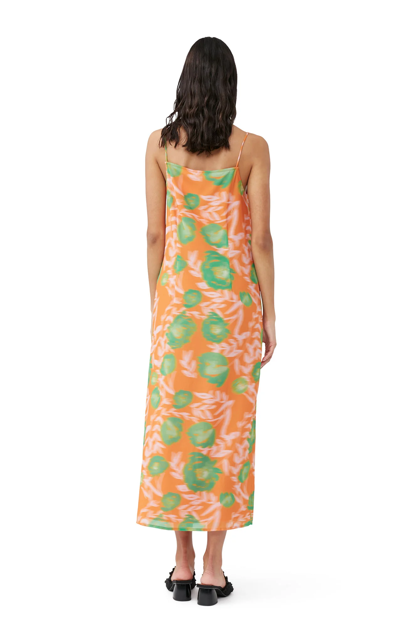 Printed Light Crepe Slip Dress | Vibrant Orange - Image 4
