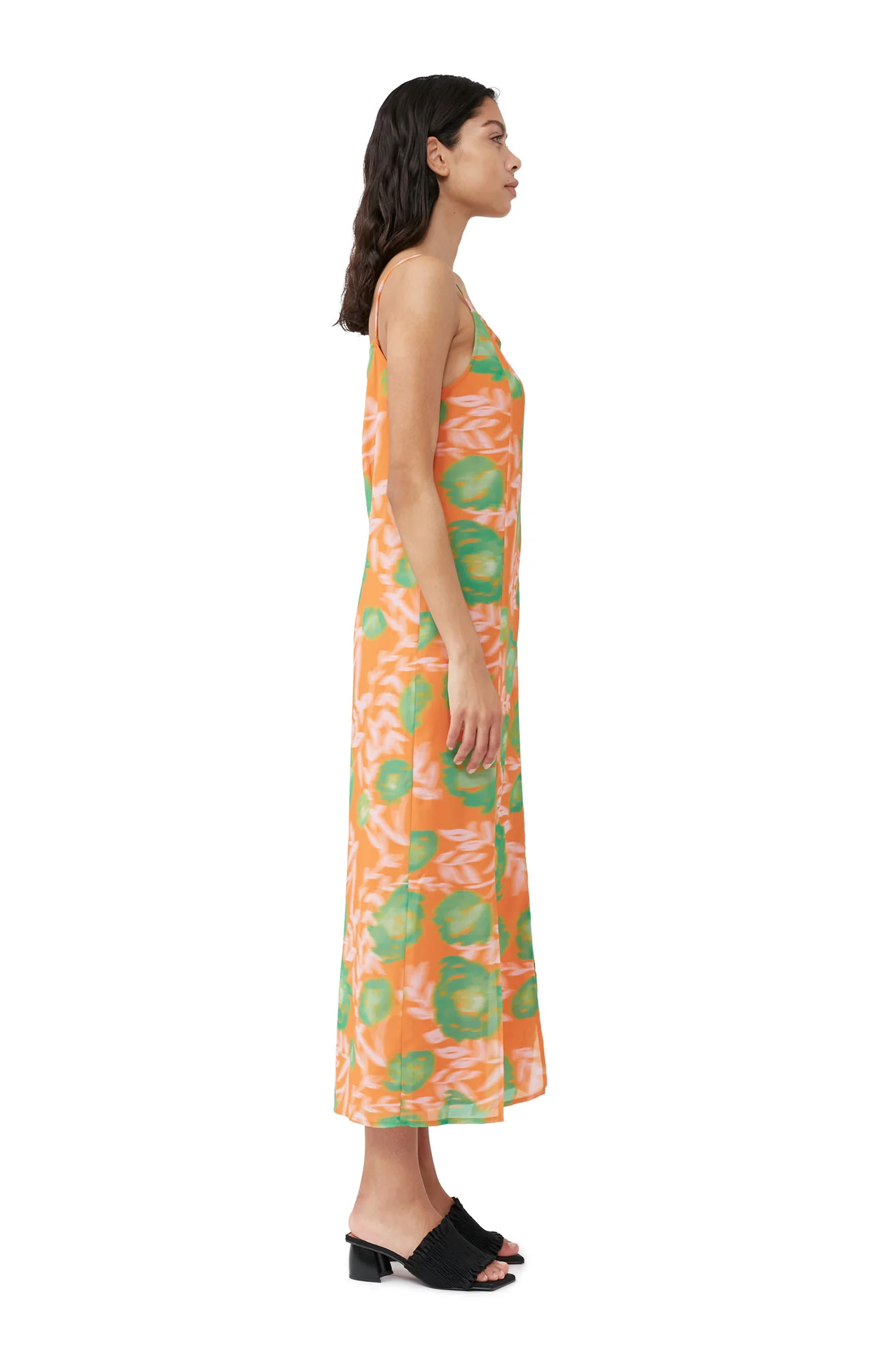 Printed Light Crepe Slip Dress | Vibrant Orange - Image 5
