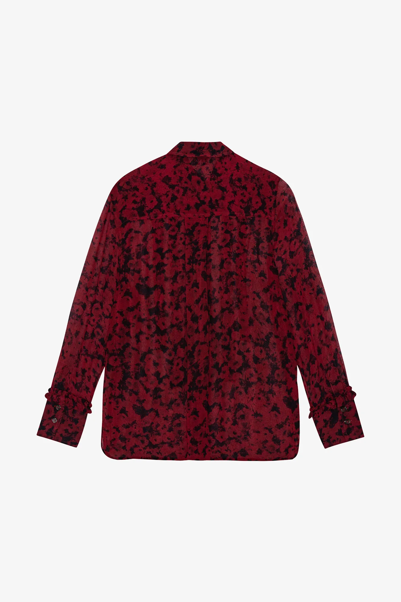 Printed Light Georgette Ruffle Shirt | Syrah - Image 2