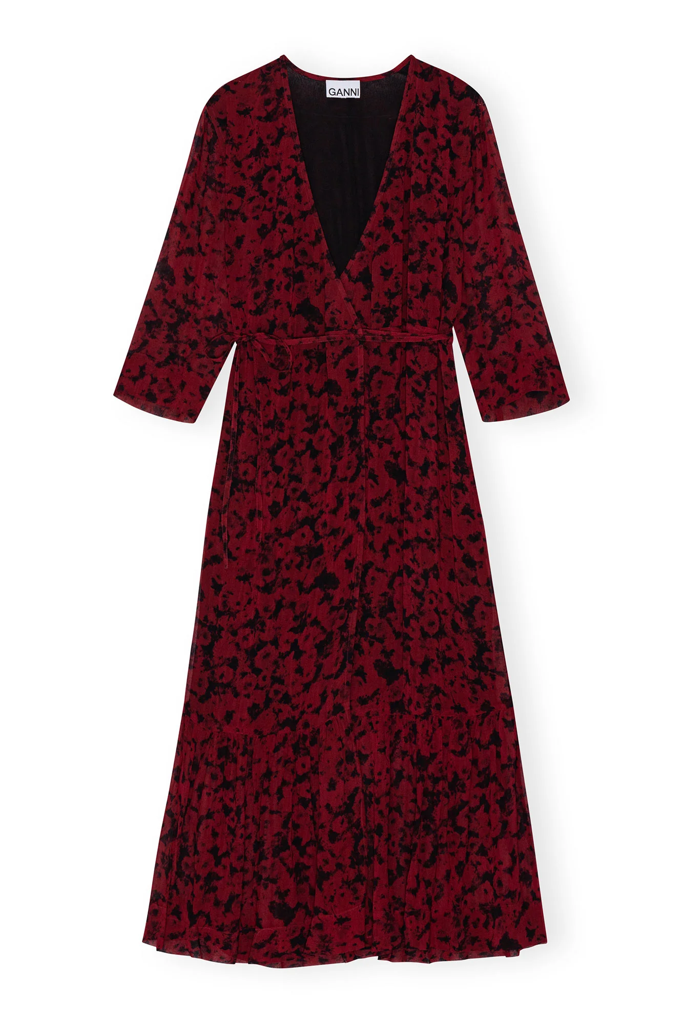 Printed Light Georgette Wrap Midi Dress | Syrah