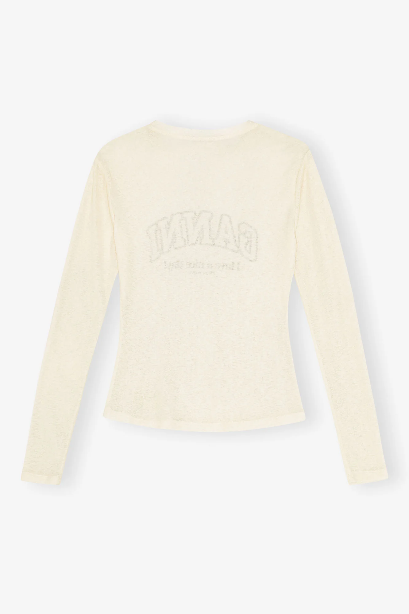 Printed Marl Mesh Long-sleeve Top | Egret - Image 2