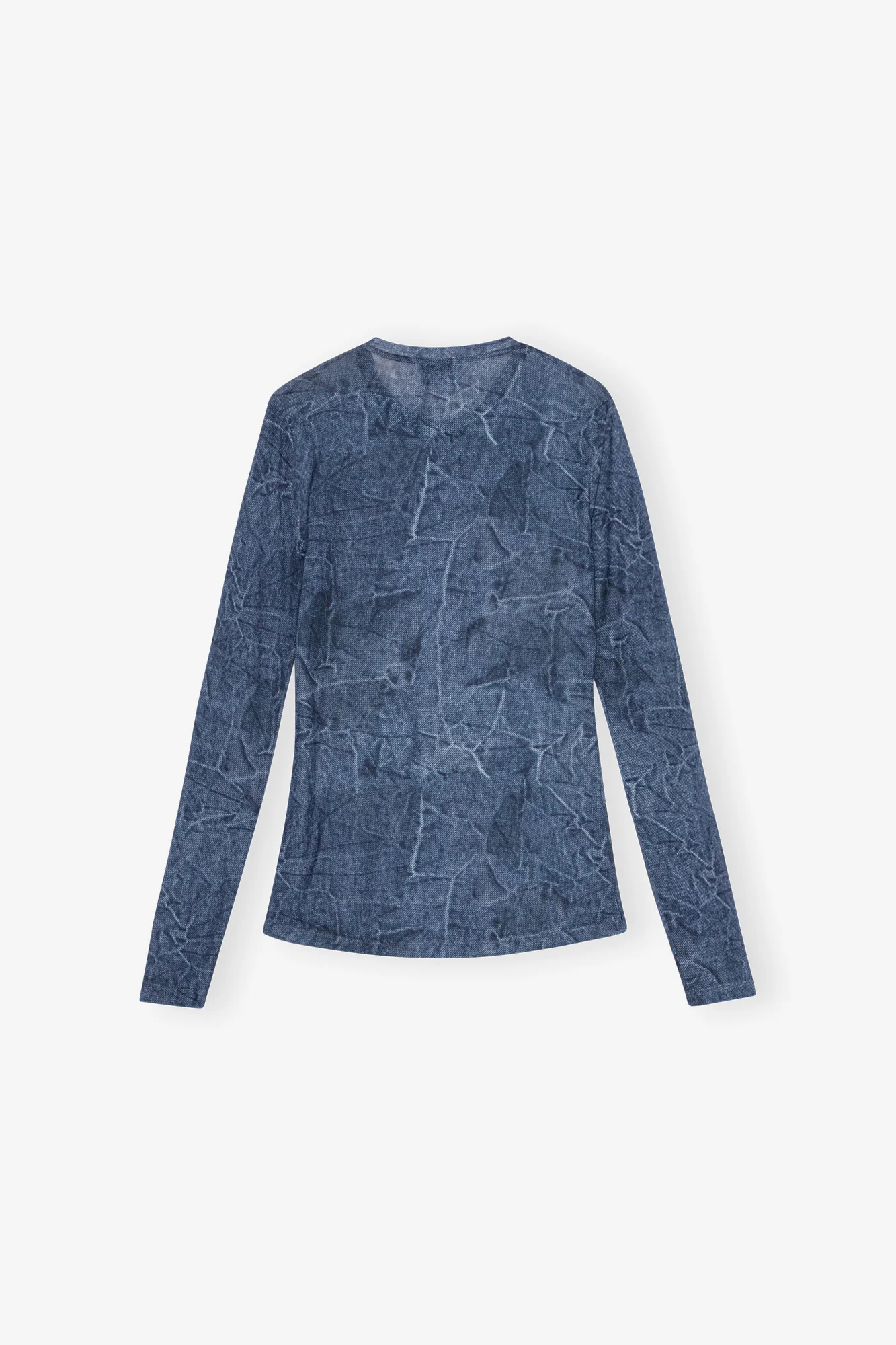 Printed Mesh Blouse | Denim - Image 2