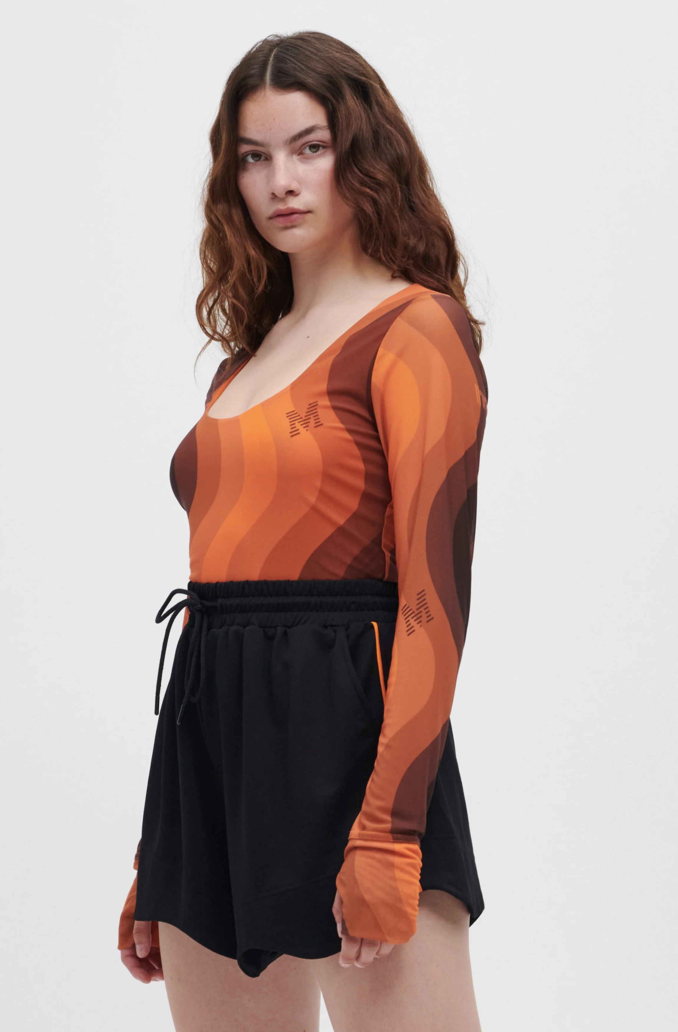 Printed Mesh Bodystocking | Orange Peel - Image 2