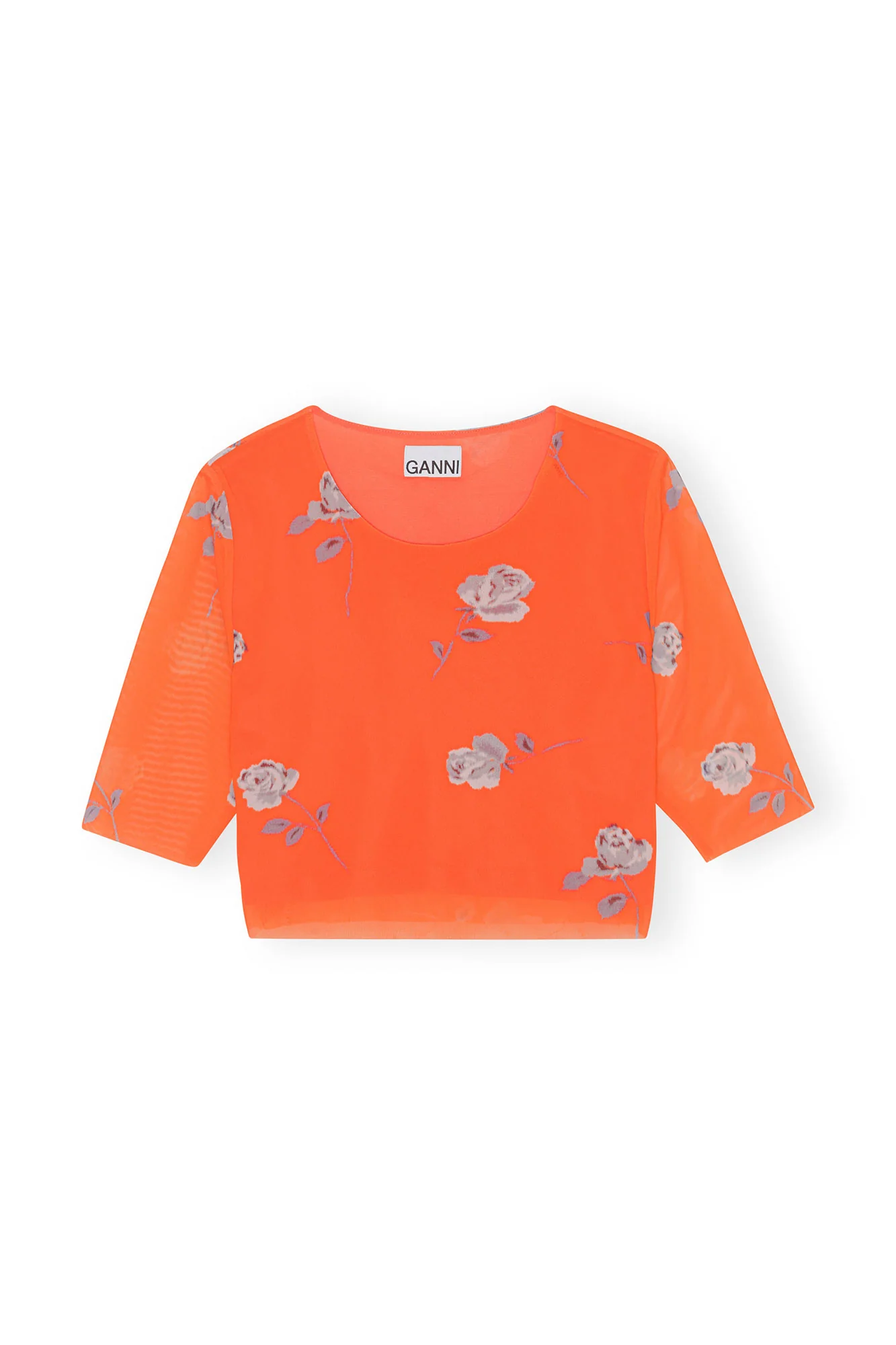Printed Mesh Cropped T-Shirt | Orangeade