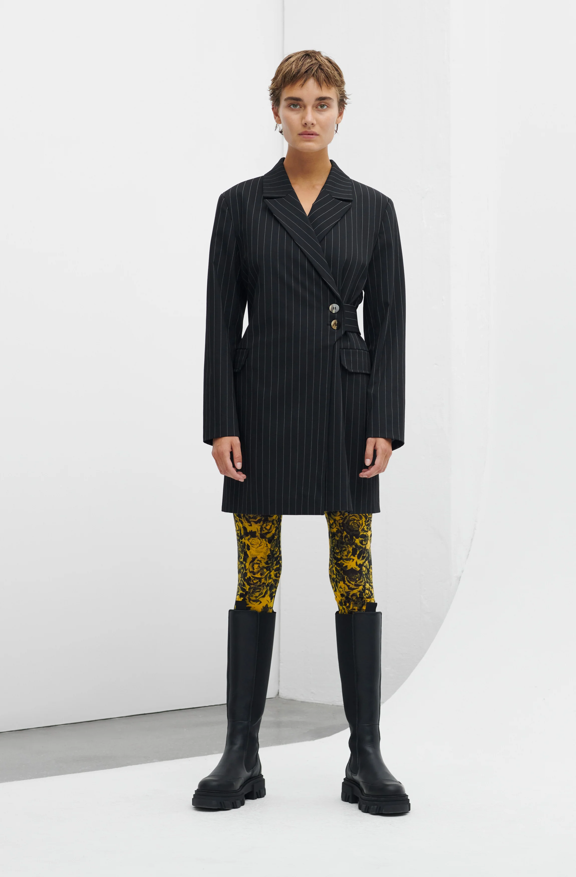 Printed Mesh High Waist Slim Leggings | Lemon - Image 3