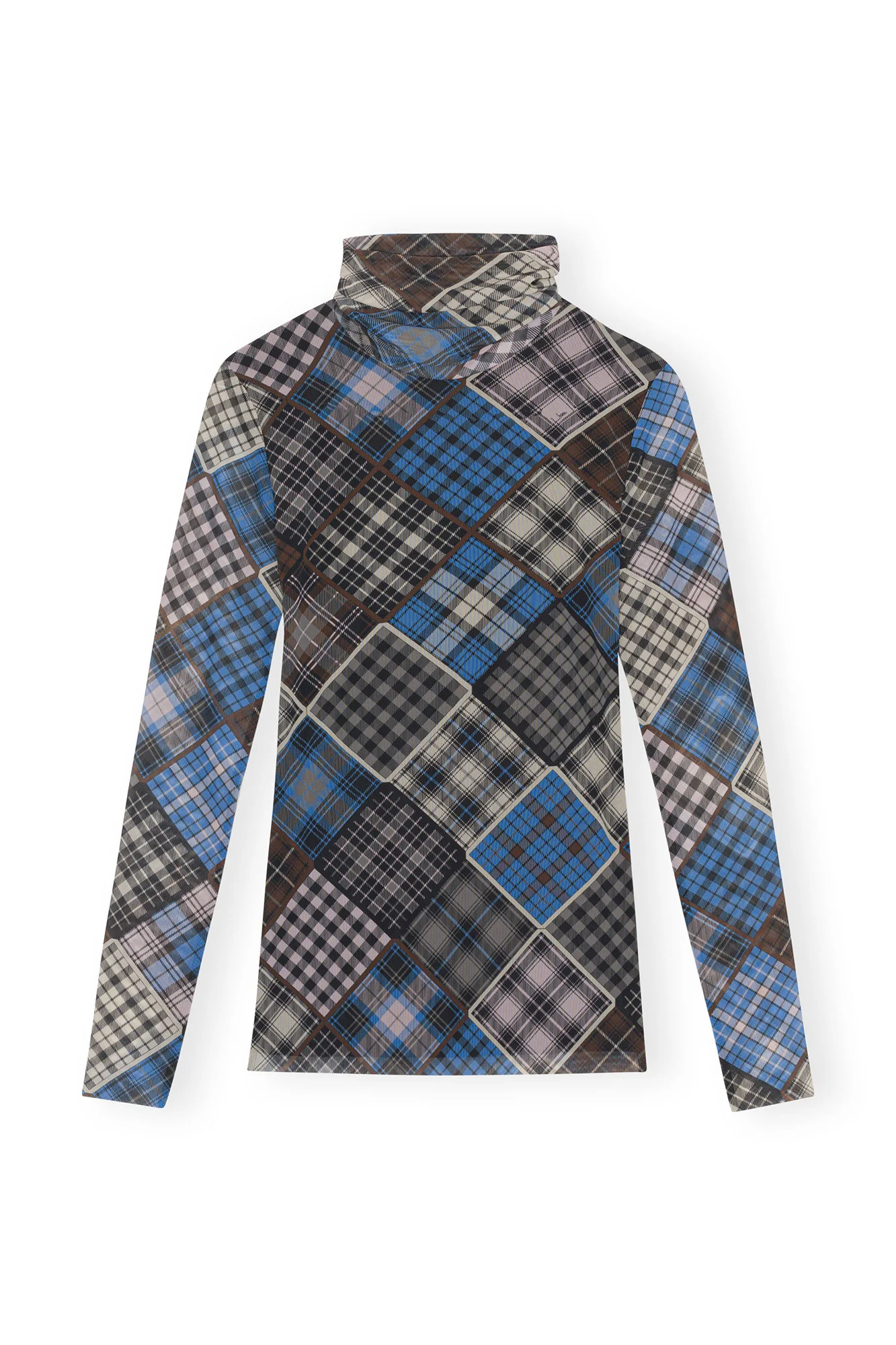 Printed Mesh Long-sleeve Rollneck Sweater | Silver Lake Blue