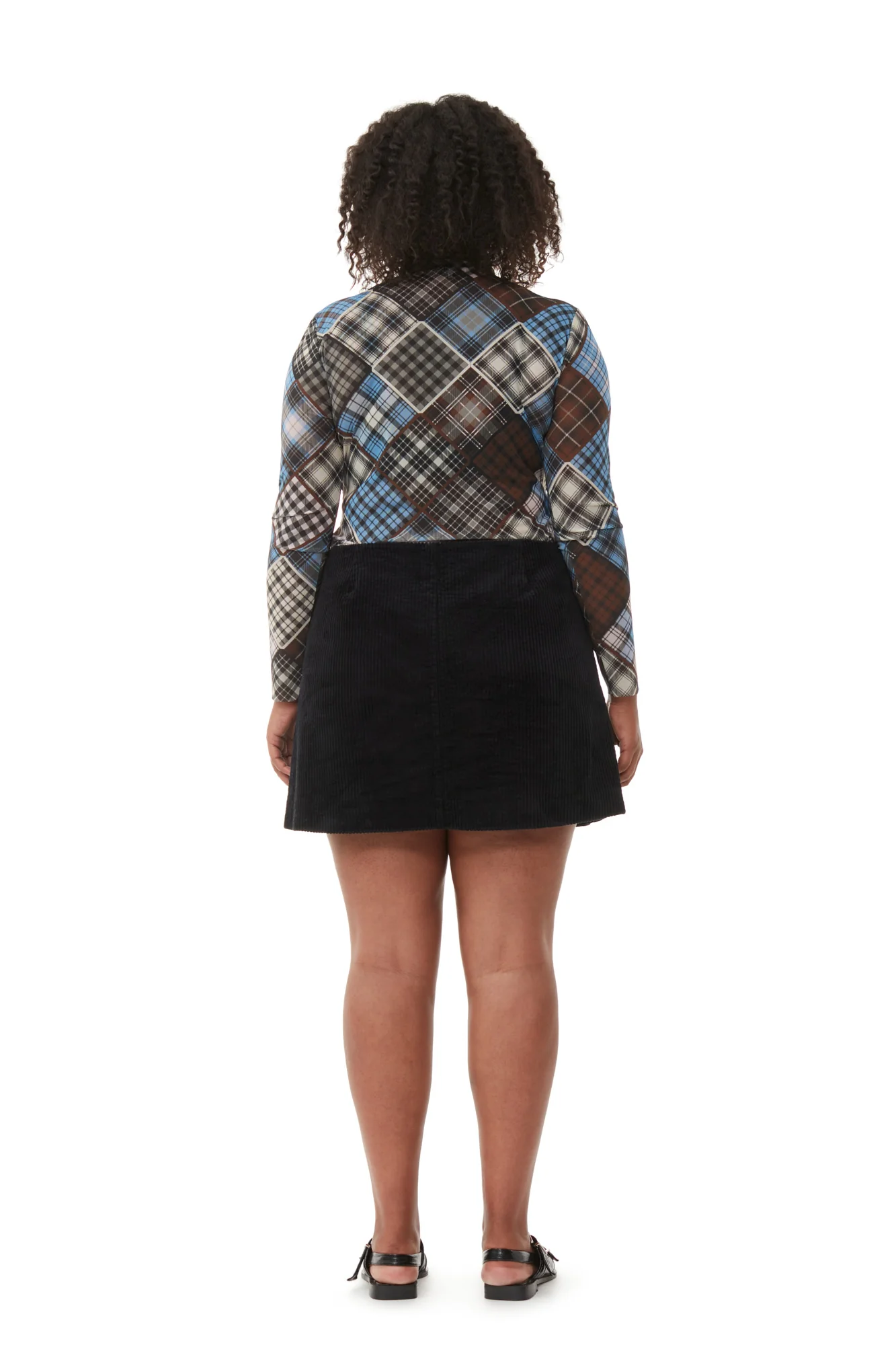 Printed Mesh Long-sleeve Rollneck Sweater | Silver Lake Blue - Image 10