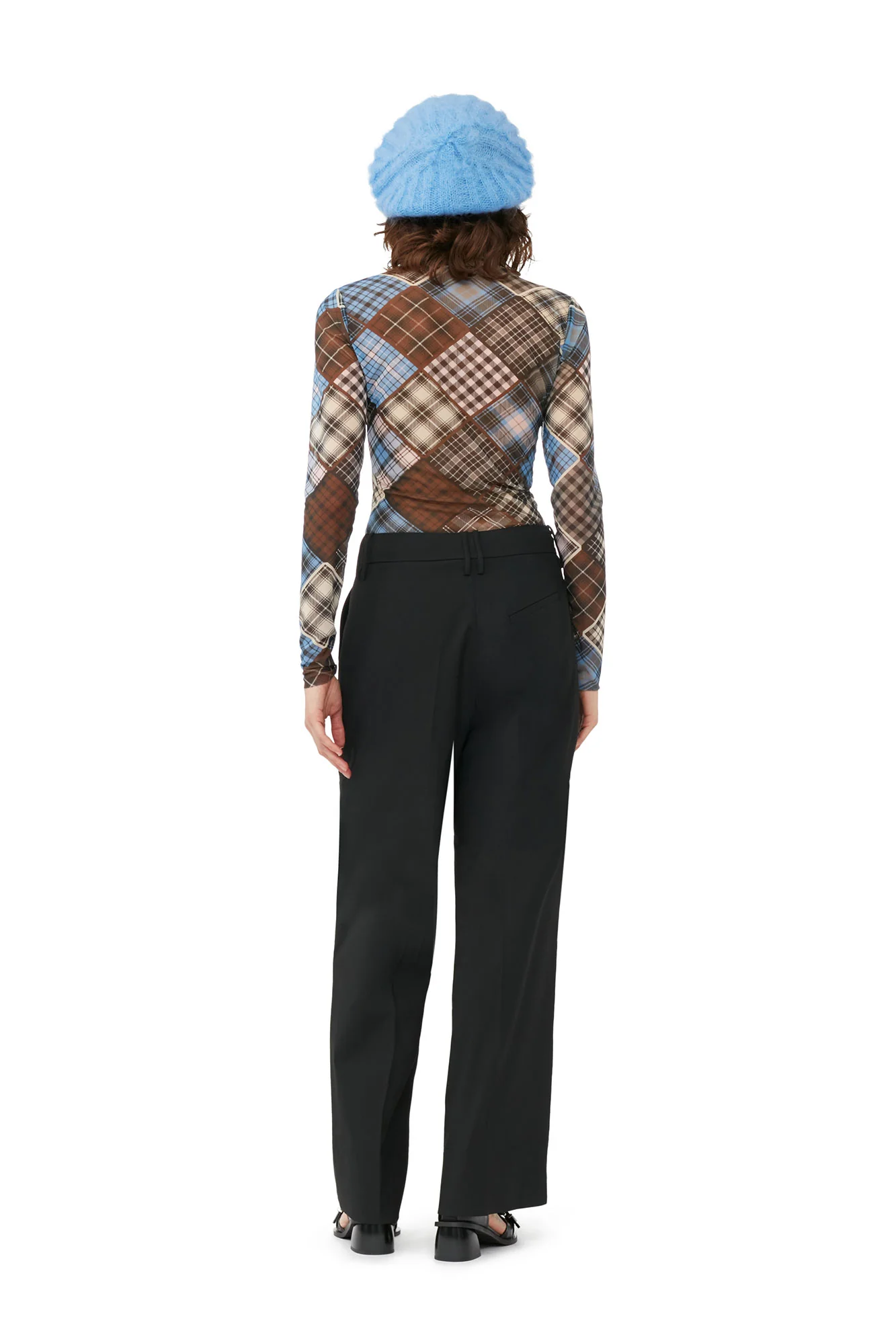 Printed Mesh Long-sleeve Rollneck Sweater | Silver Lake Blue - Image 5