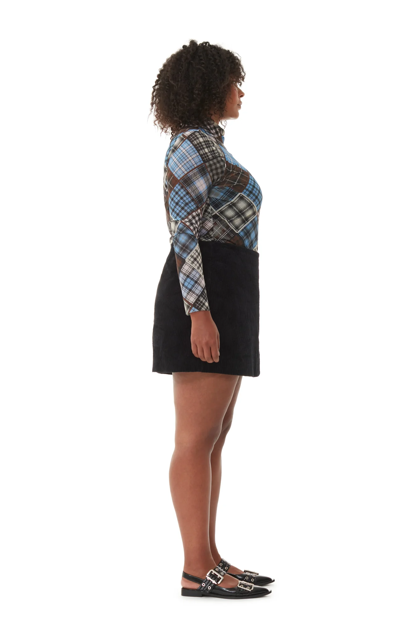 Printed Mesh Long-sleeve Rollneck Sweater | Silver Lake Blue - Image 9
