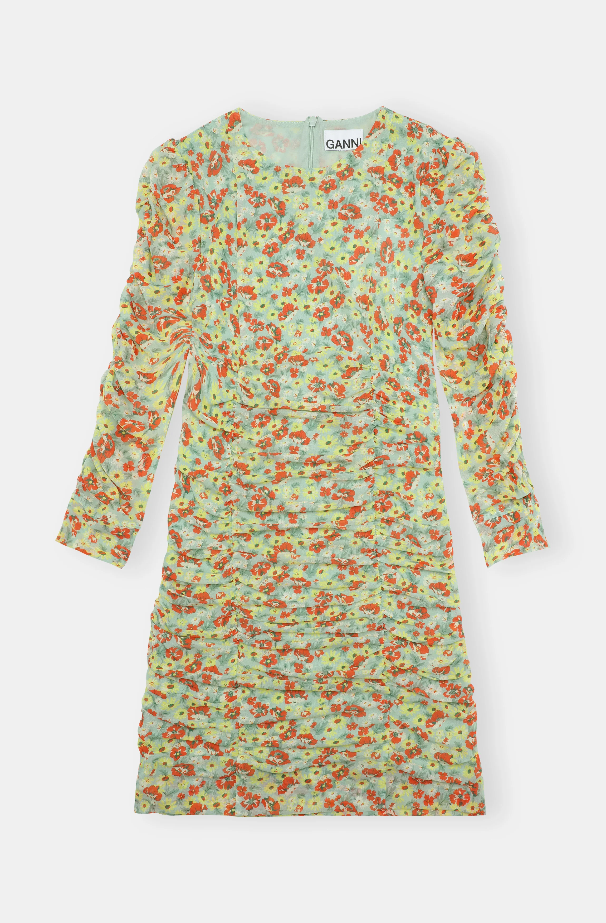 Printed Mesh Mini Dress | Meadow Celadon Green