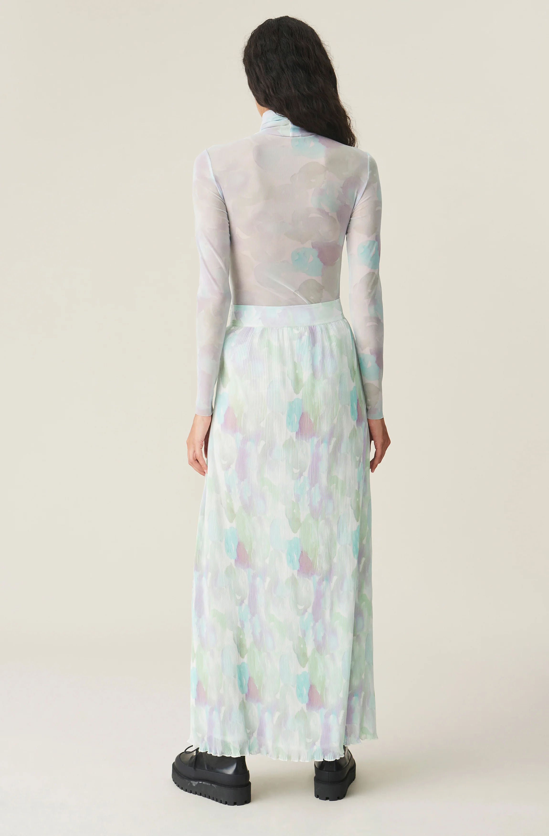Printed Mesh Rollneck | Bright White - Image 4