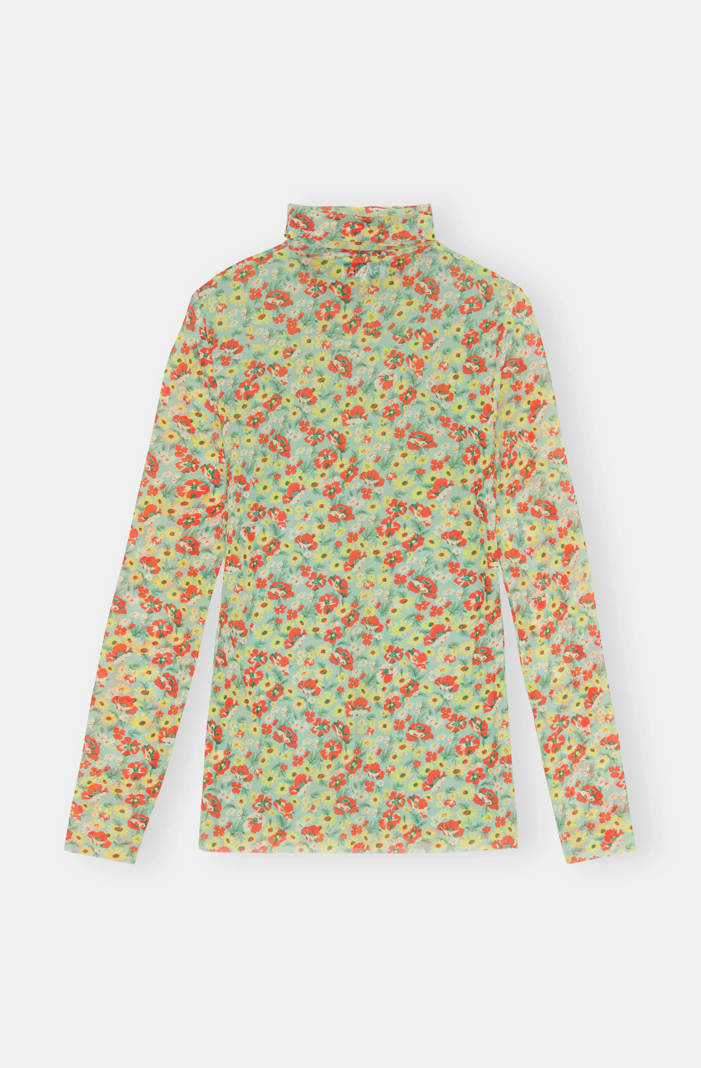 Printed Mesh Rollneck | Meadow Celadon Green - Image 2