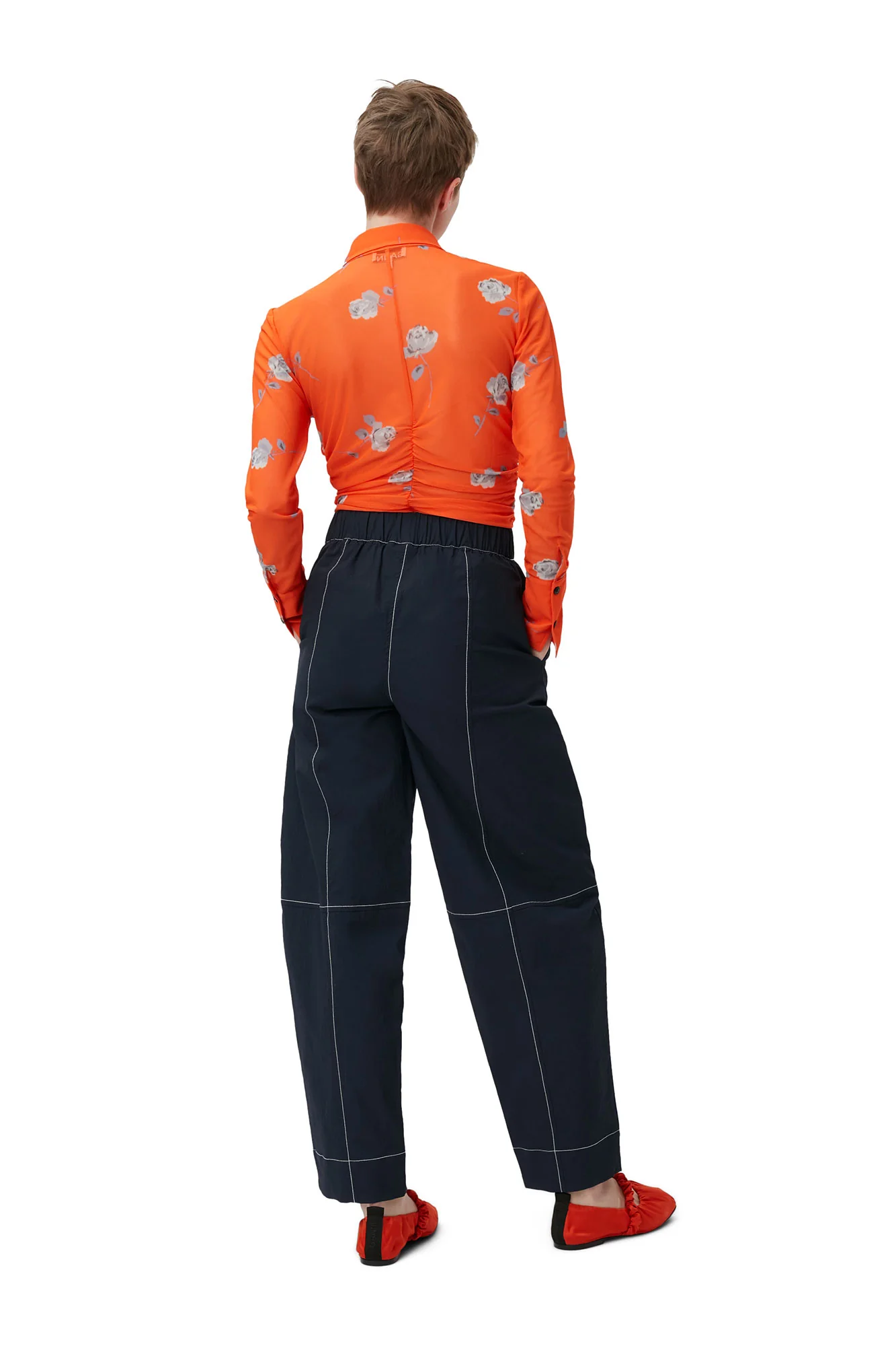 Printed Mesh Ruched Shirt | Orangeade - Image 4