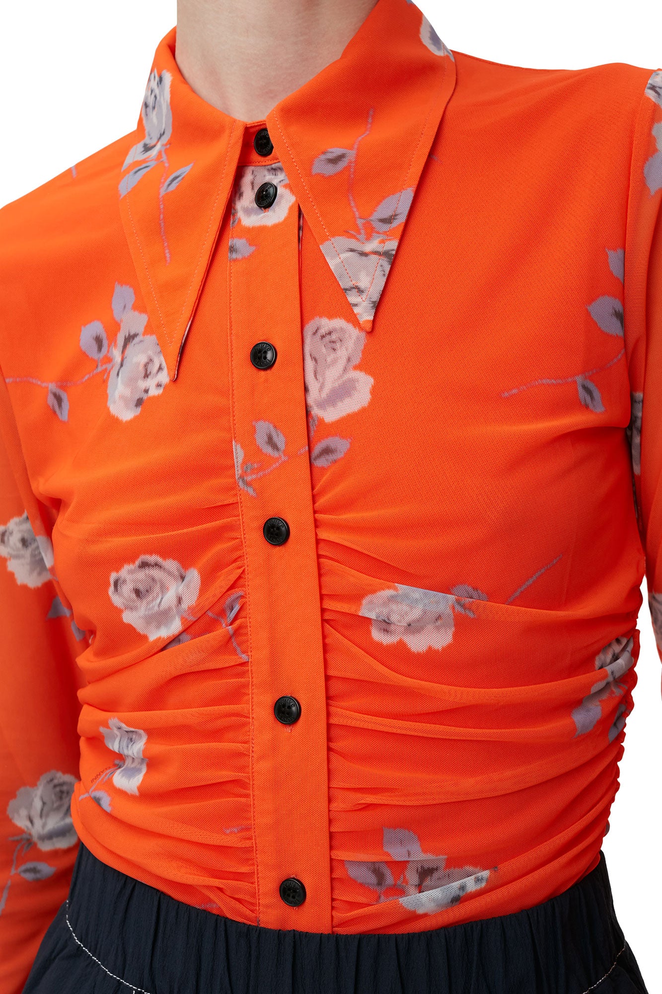Printed Mesh Ruched Shirt | Orangeade - Image 6