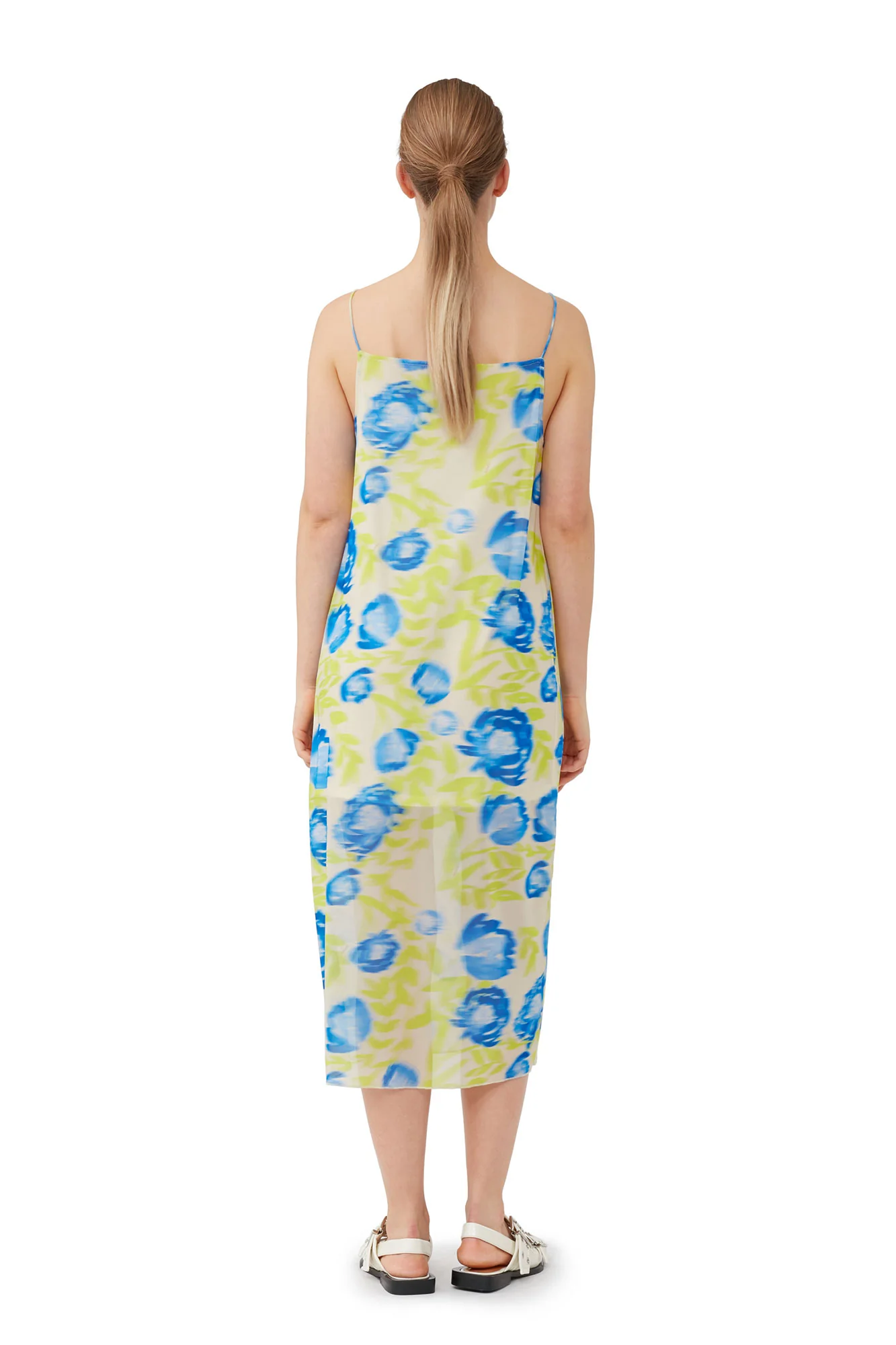 Printed Mesh Slip Dress | Strong Blue - Image 5