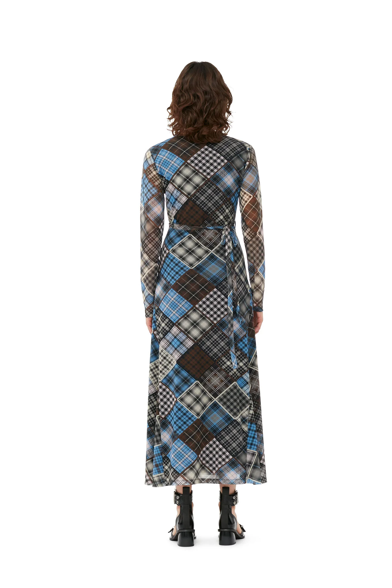 Printed Mesh Wrap Maxi Dress | Silver Lake Blue - Image 5