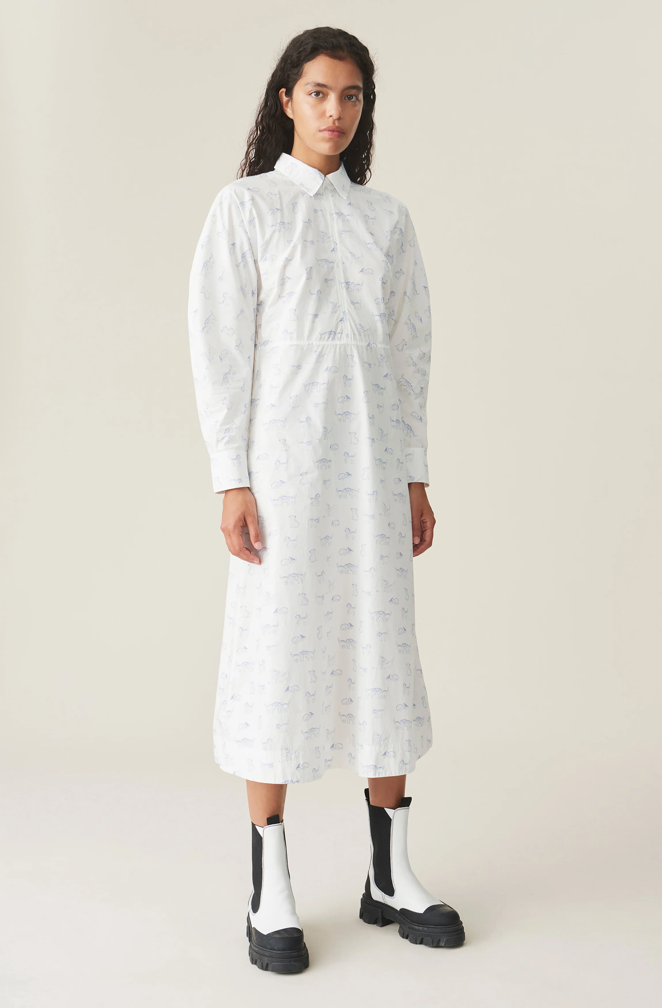 Printed Midi Dress | Bright White - Image 2