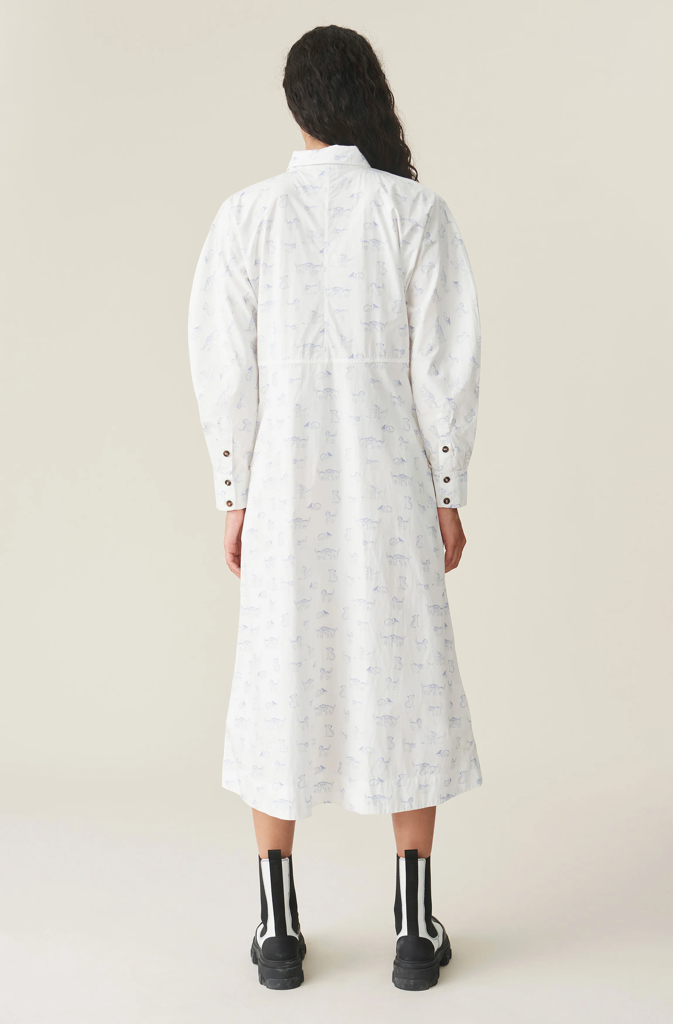 Printed Midi Dress | Bright White - Image 3