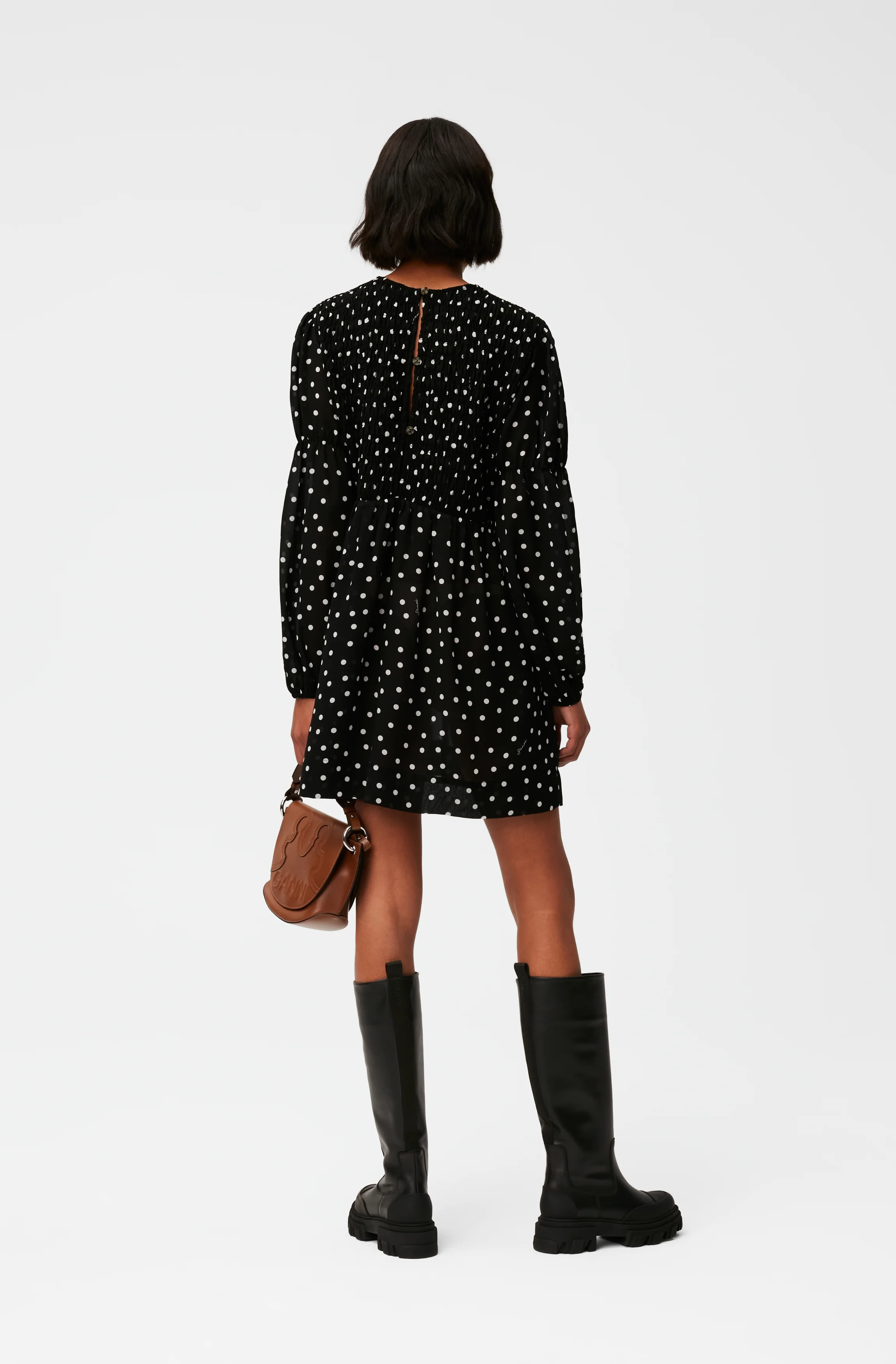 Printed Mini Dress | Black - Image 4