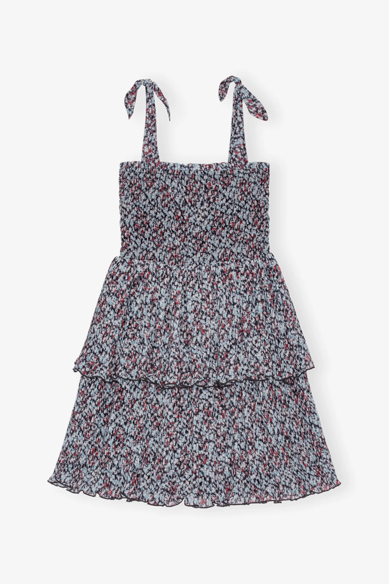 Printed Pleated Georgette Mini Dress | Phantom