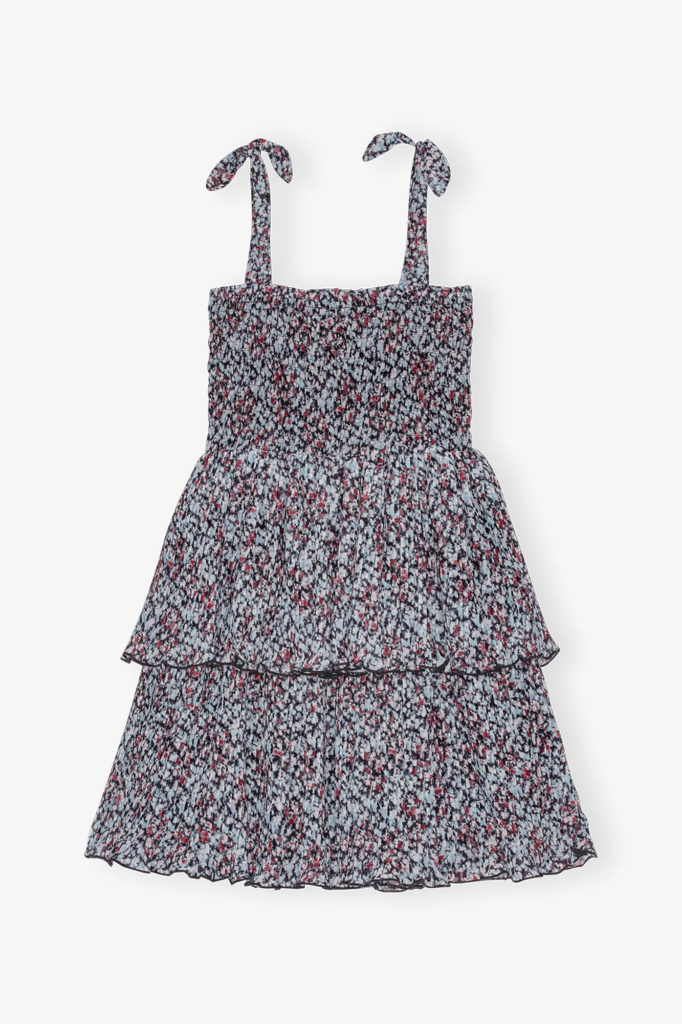 Printed Pleated Georgette Mini Dress | Phantom - Image 2