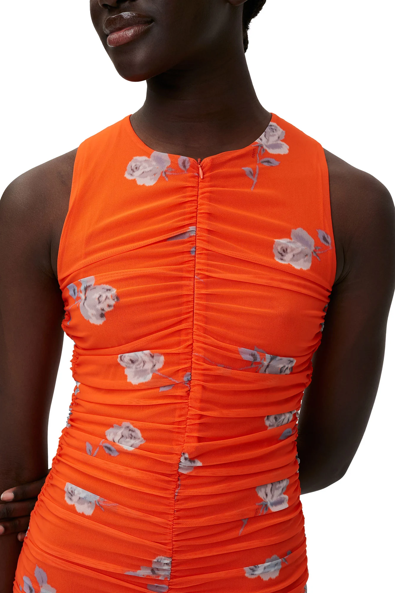 Printed Ruched Mesh Midi Dress | Orangeade - Image 5