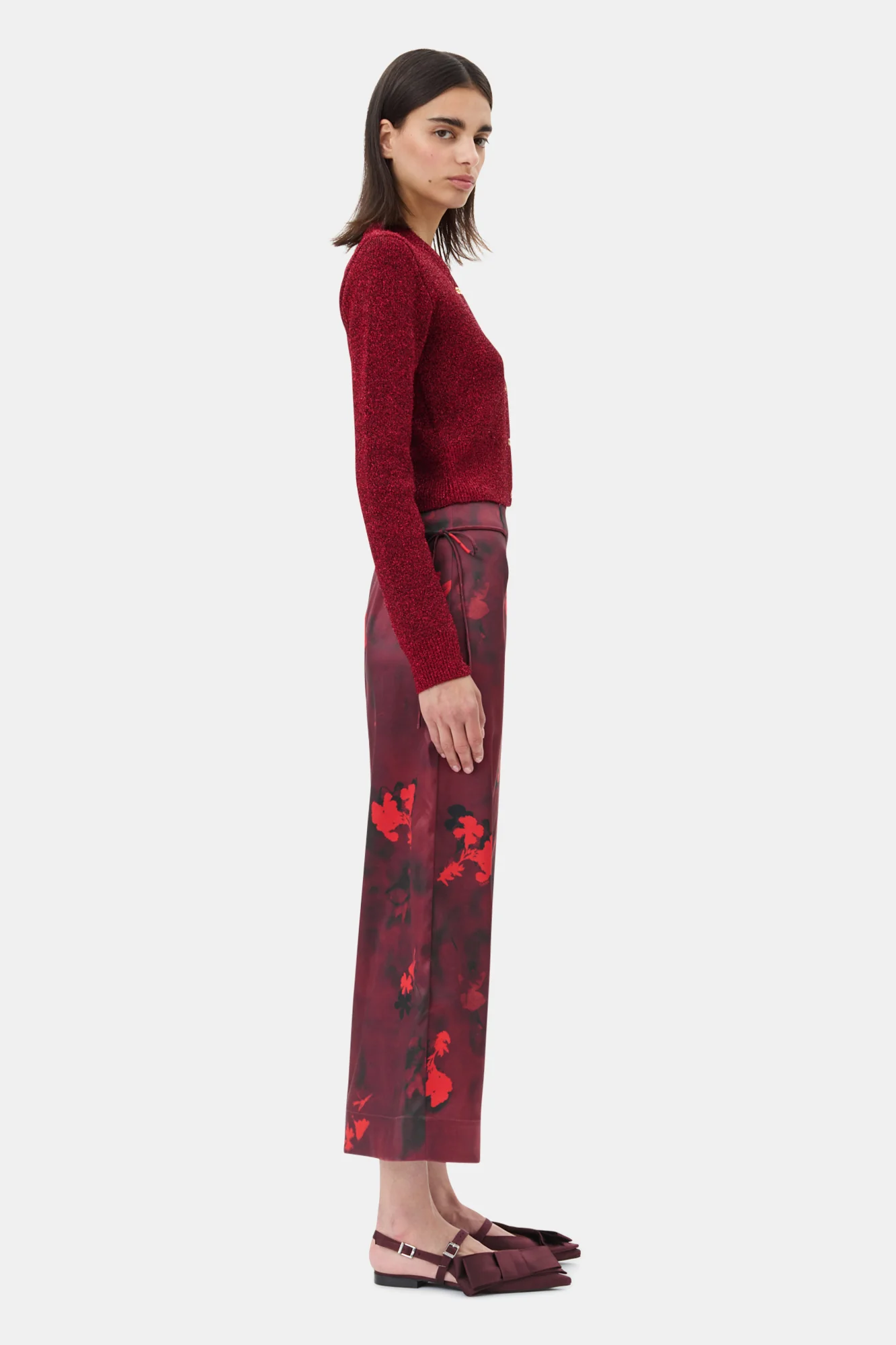 Printed Satin Maxi Skirt | Winery - Image 5