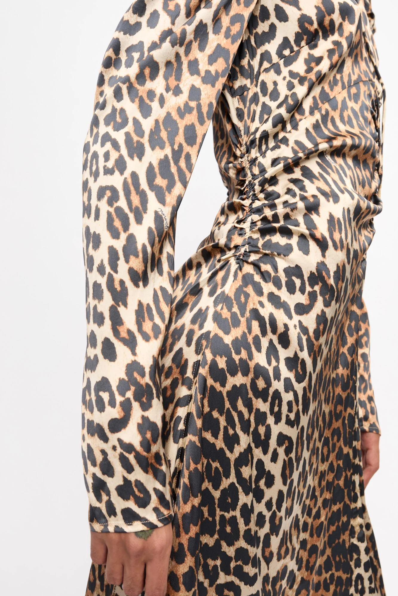 Printed Satin Midi Dress | Leopard - Image 4