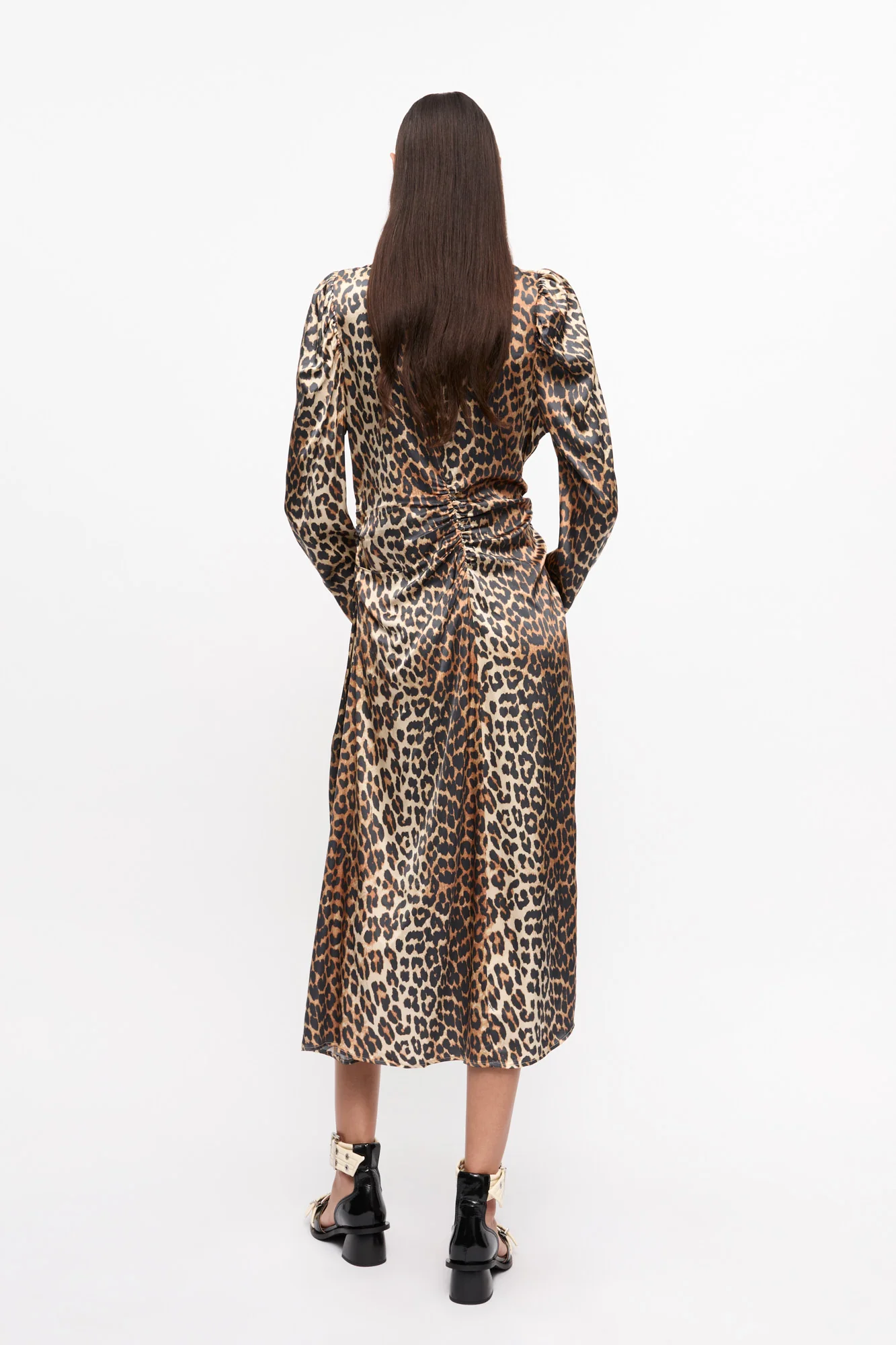 Printed Satin Midi Dress | Leopard - Image 5