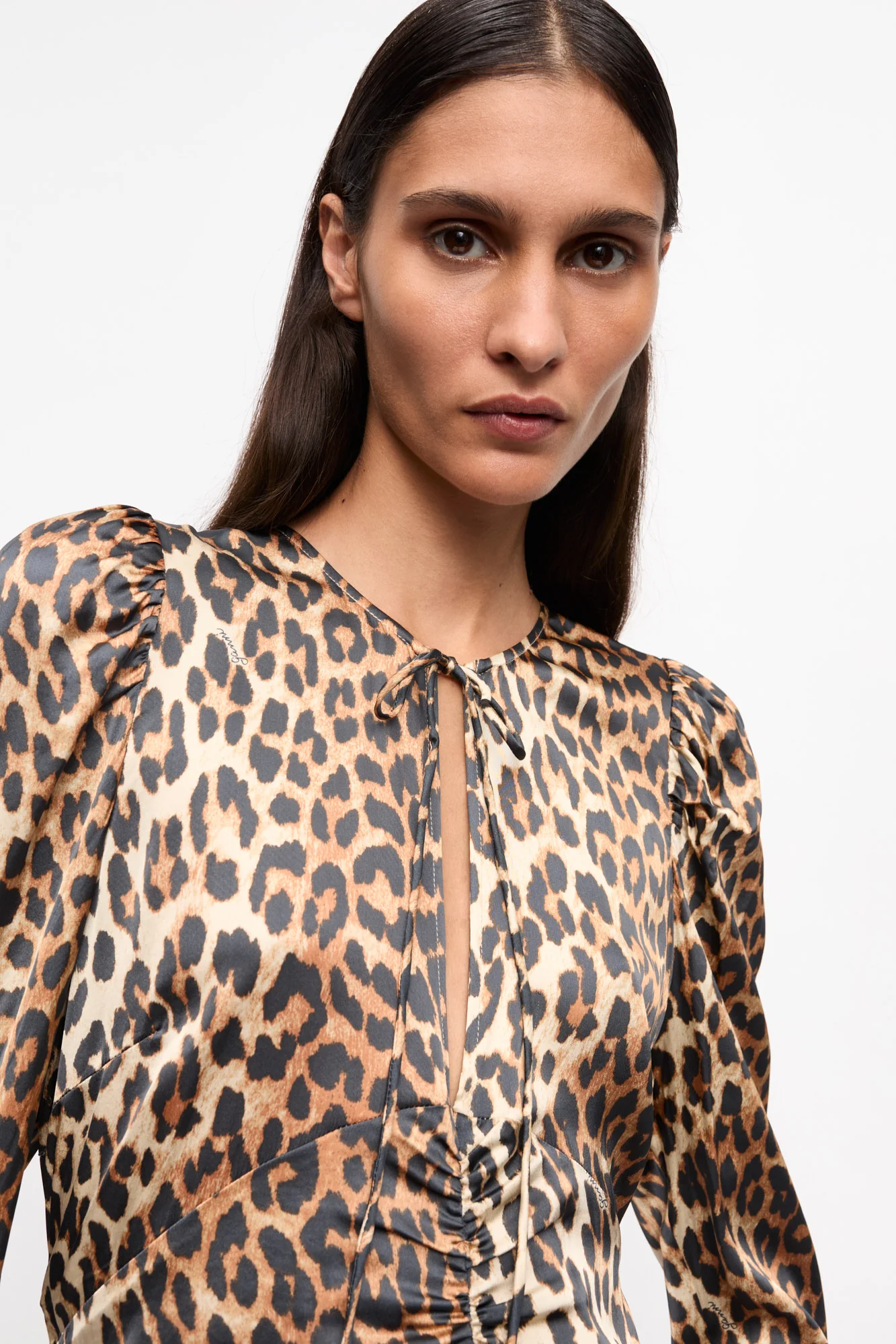 Printed Satin Midi Dress | Leopard - Image 6