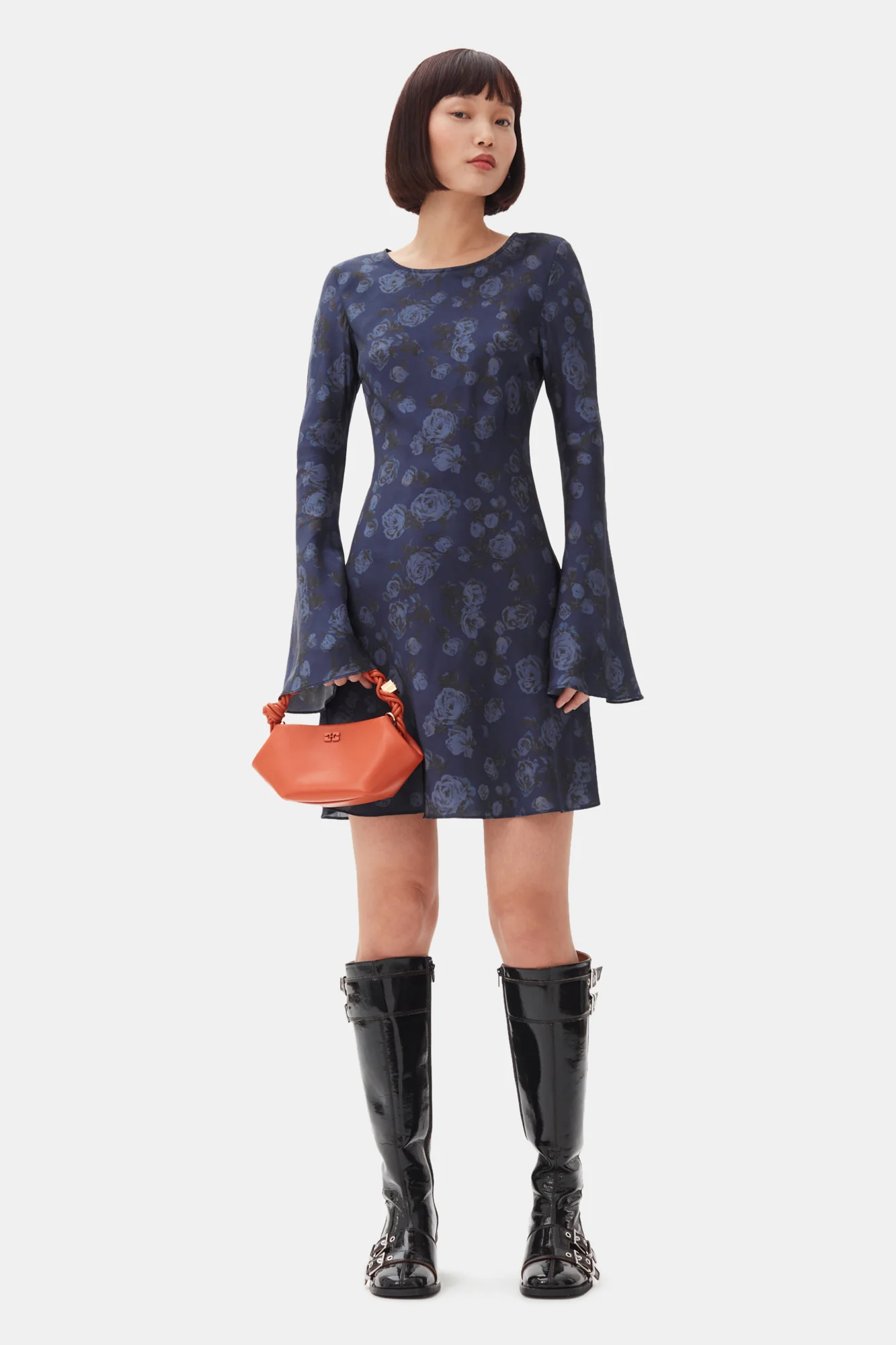 Printed Satin Mini Dress | Peacoat - Image 3