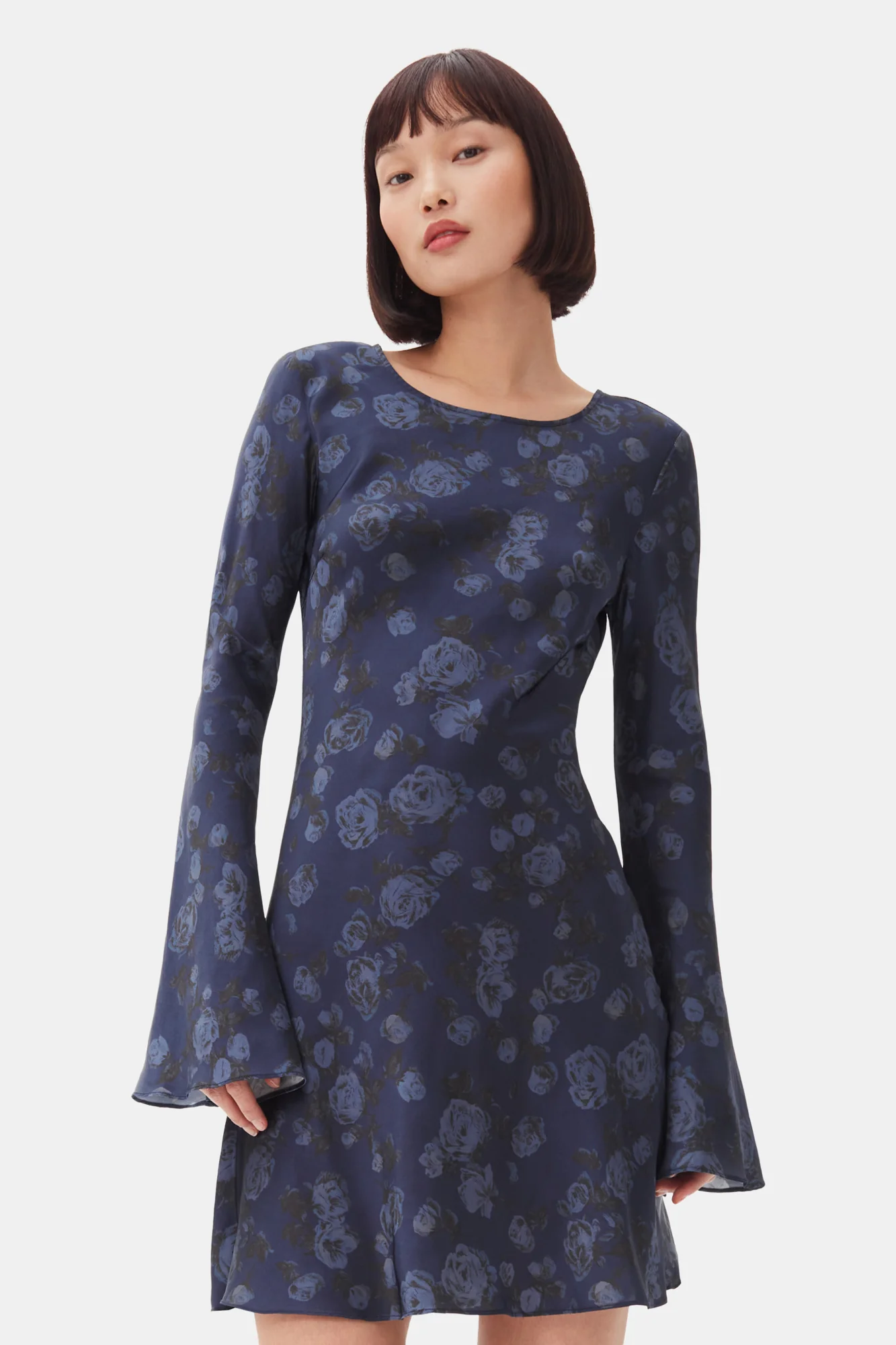 Printed Satin Mini Dress | Peacoat - Image 4