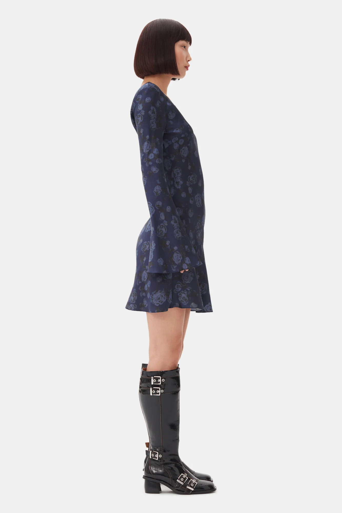 Printed Satin Mini Dress | Peacoat - Image 5