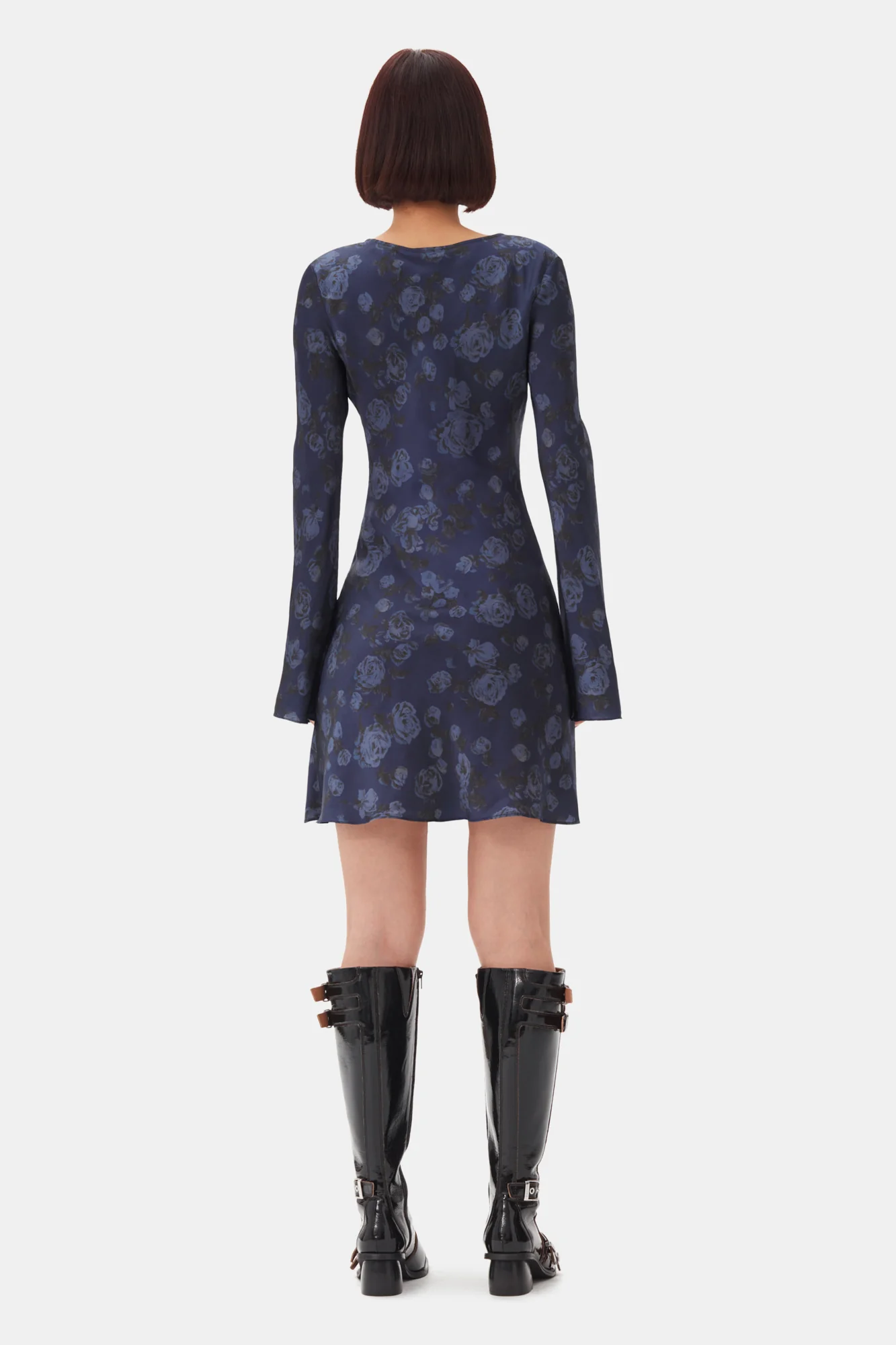 Printed Satin Mini Dress | Peacoat - Image 6
